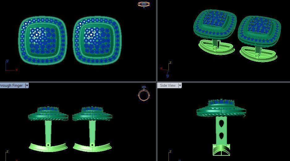 daimond cufflinks 3D print model_10