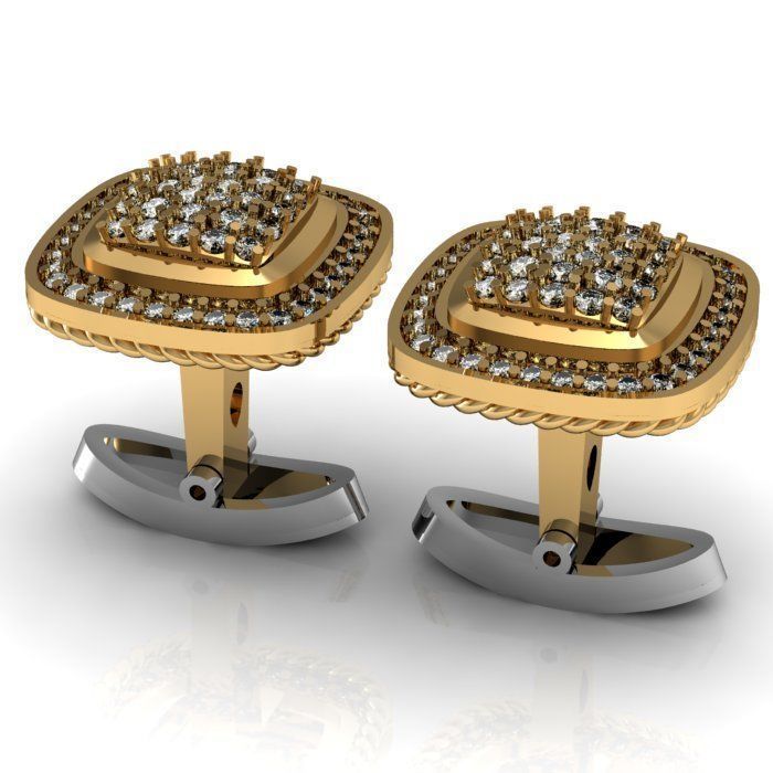 daimond cufflinks 3D print model_3