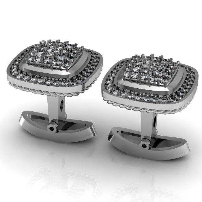 daimond cufflinks 3D print model_1
