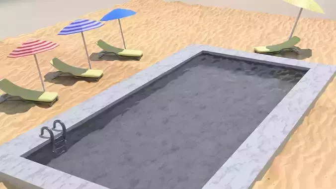 pool in sand- high 3d model