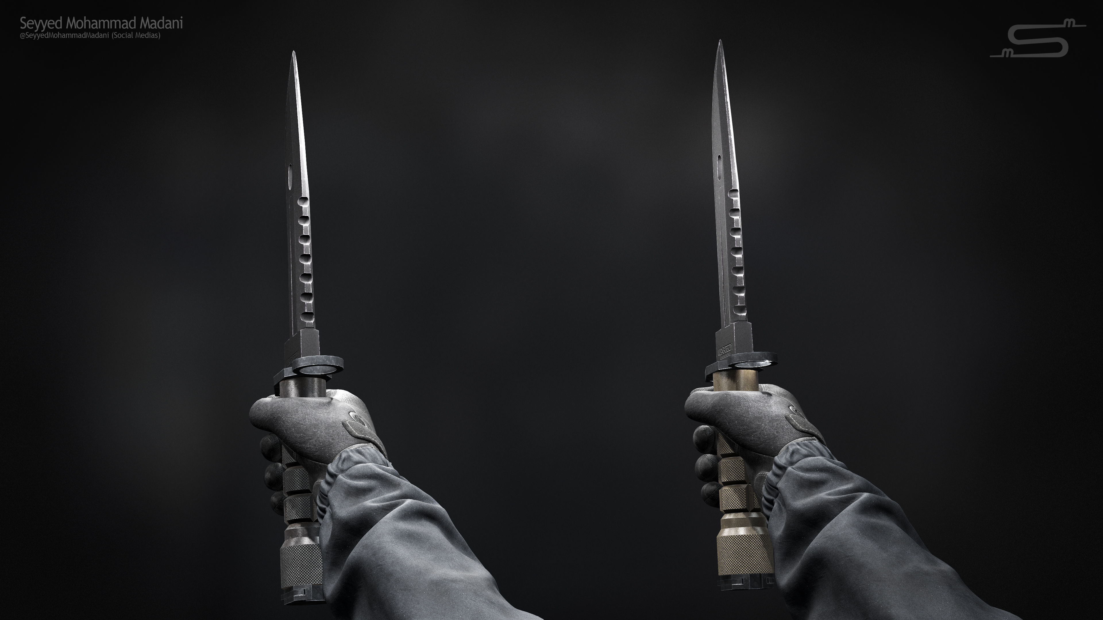 M9 Bayonet Knife Low-poly 3D model_3