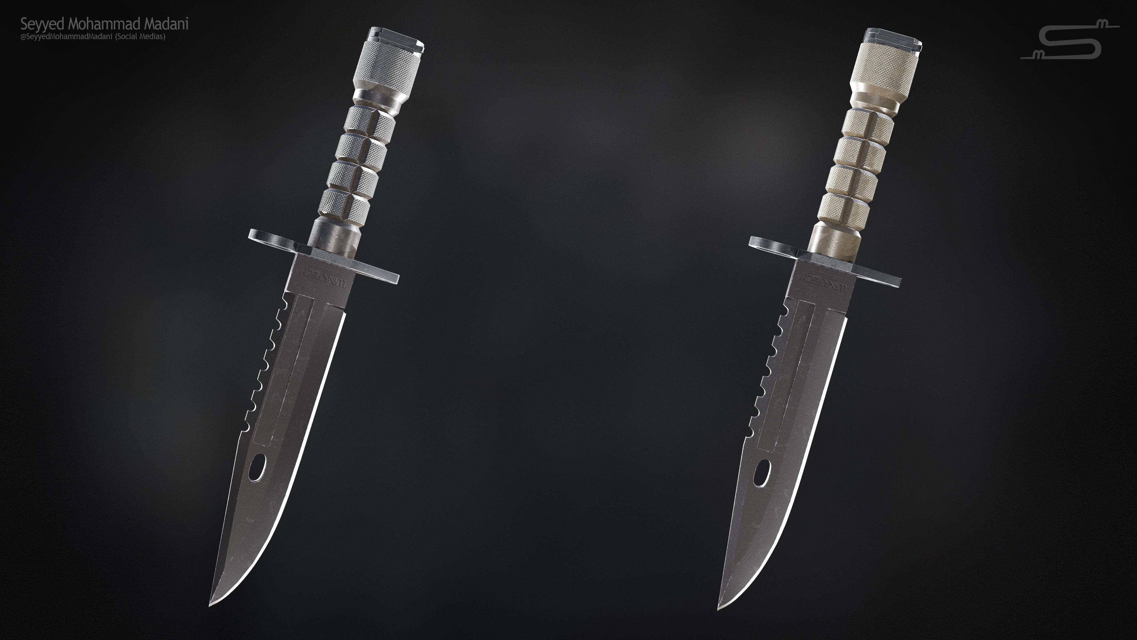 M9 Bayonet Knife Low-poly 3D model_2