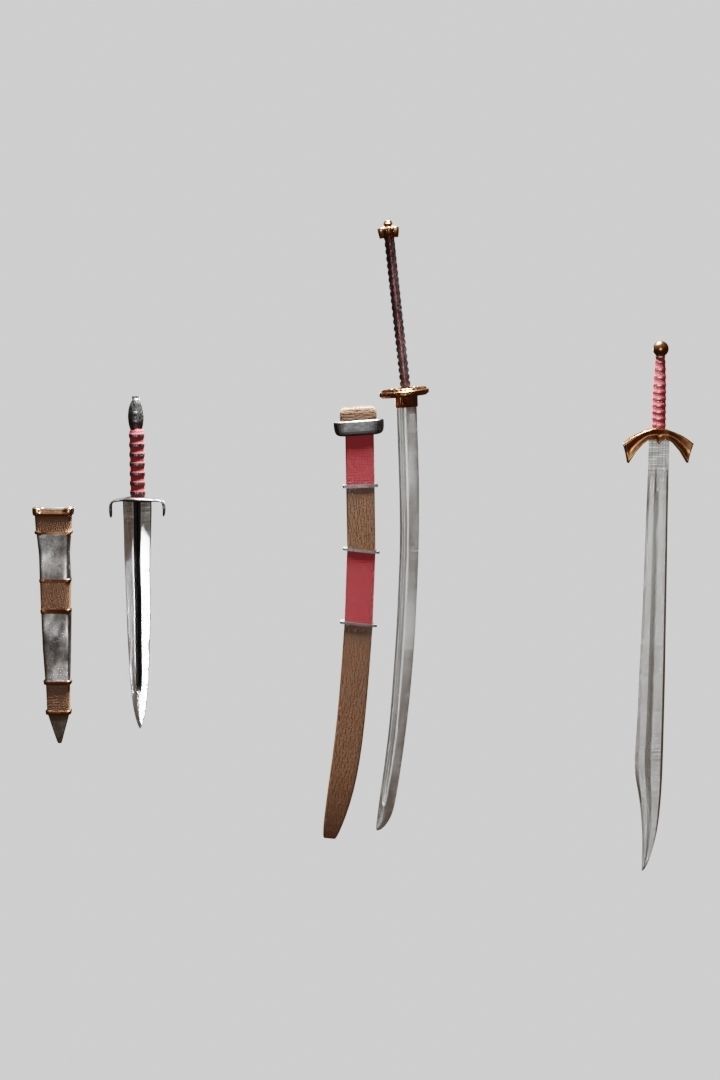 Katana Dagger Falchion Sword 3D Model free 3D model CGTrader