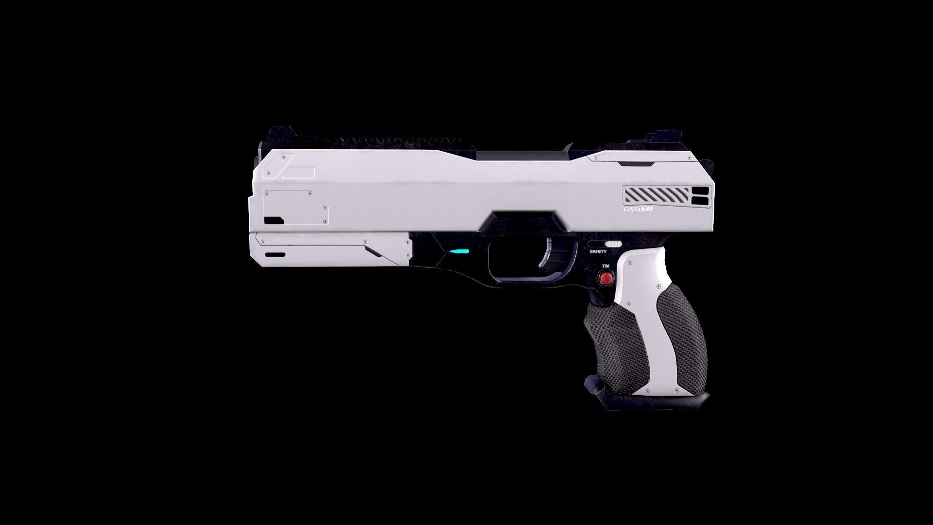 Low Poly Cyberpunk Sci-Fi Futuristic Pistol Low-poly 3D model_6