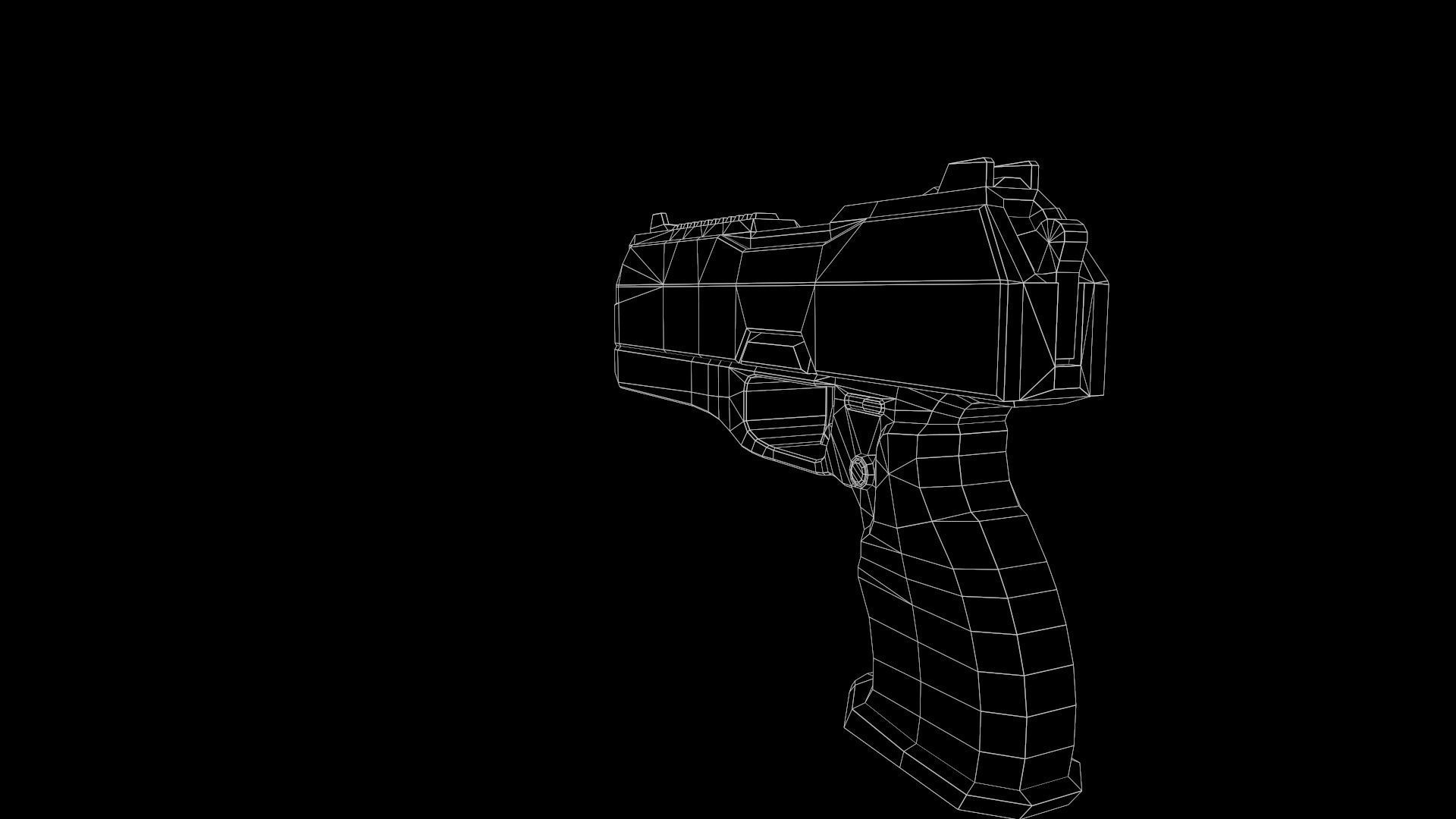 Low Poly Cyberpunk Sci-Fi Futuristic Pistol Low-poly 3D model_15