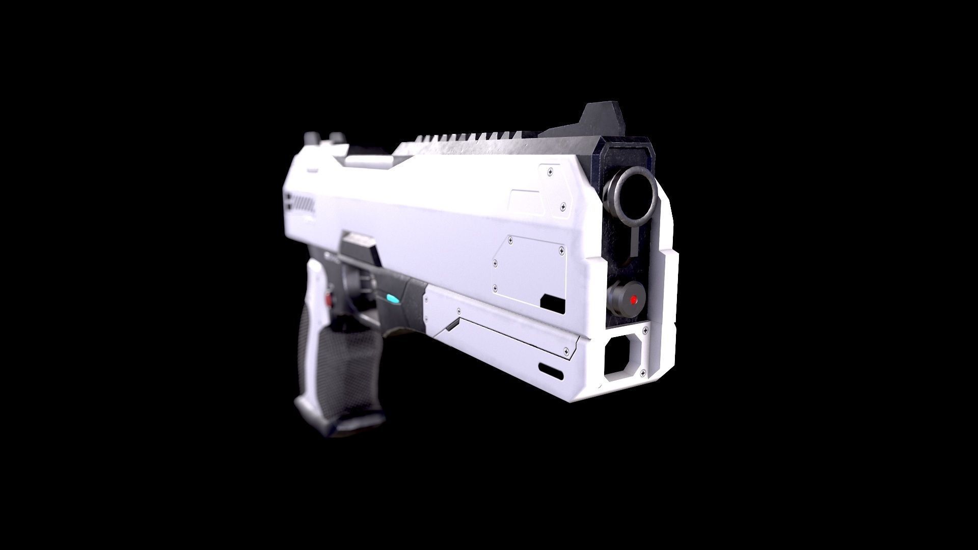 Low Poly Cyberpunk Sci-Fi Futuristic Pistol Low-poly 3D model_8