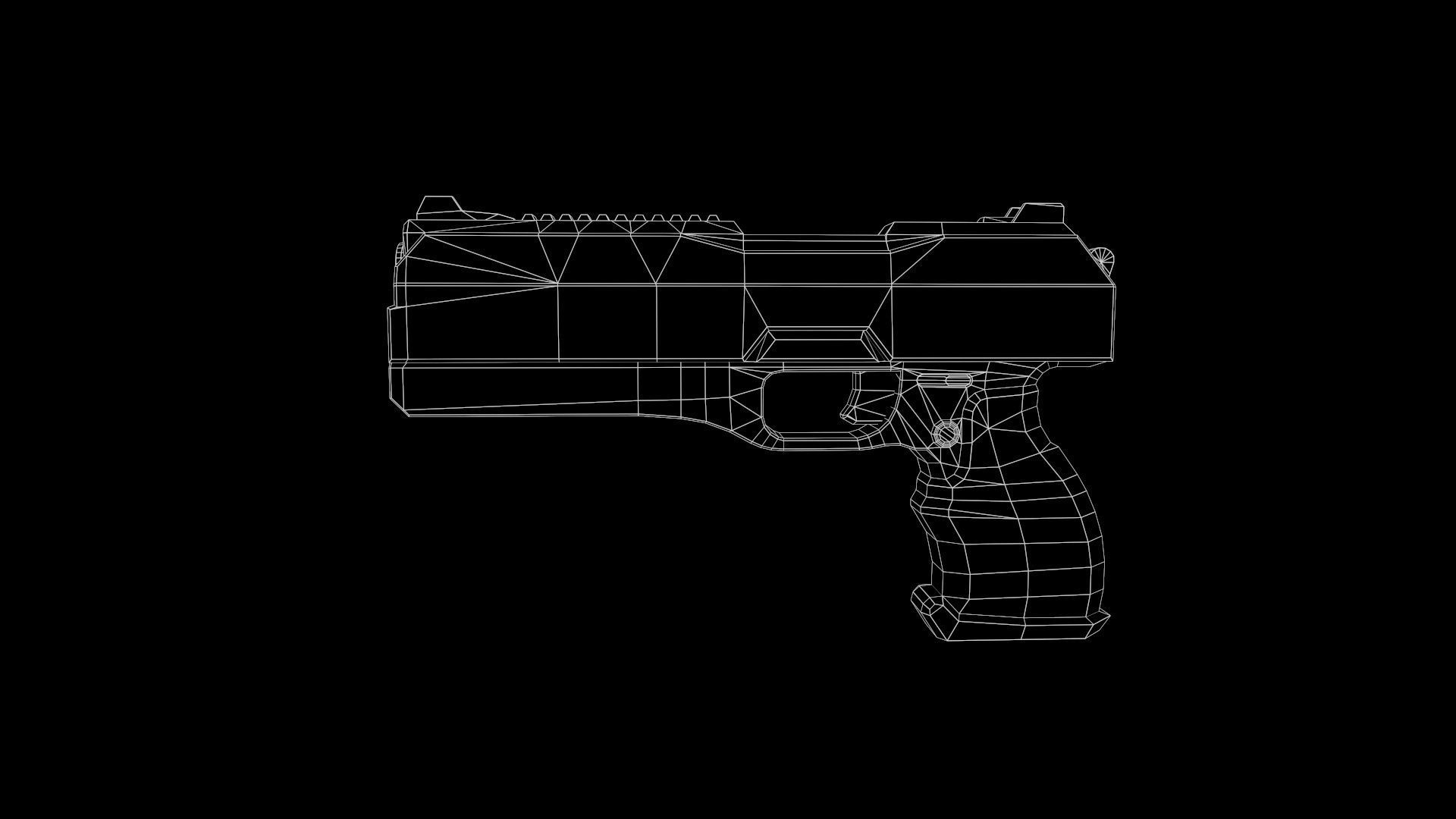 Low Poly Cyberpunk Sci-Fi Futuristic Pistol Low-poly 3D model_14