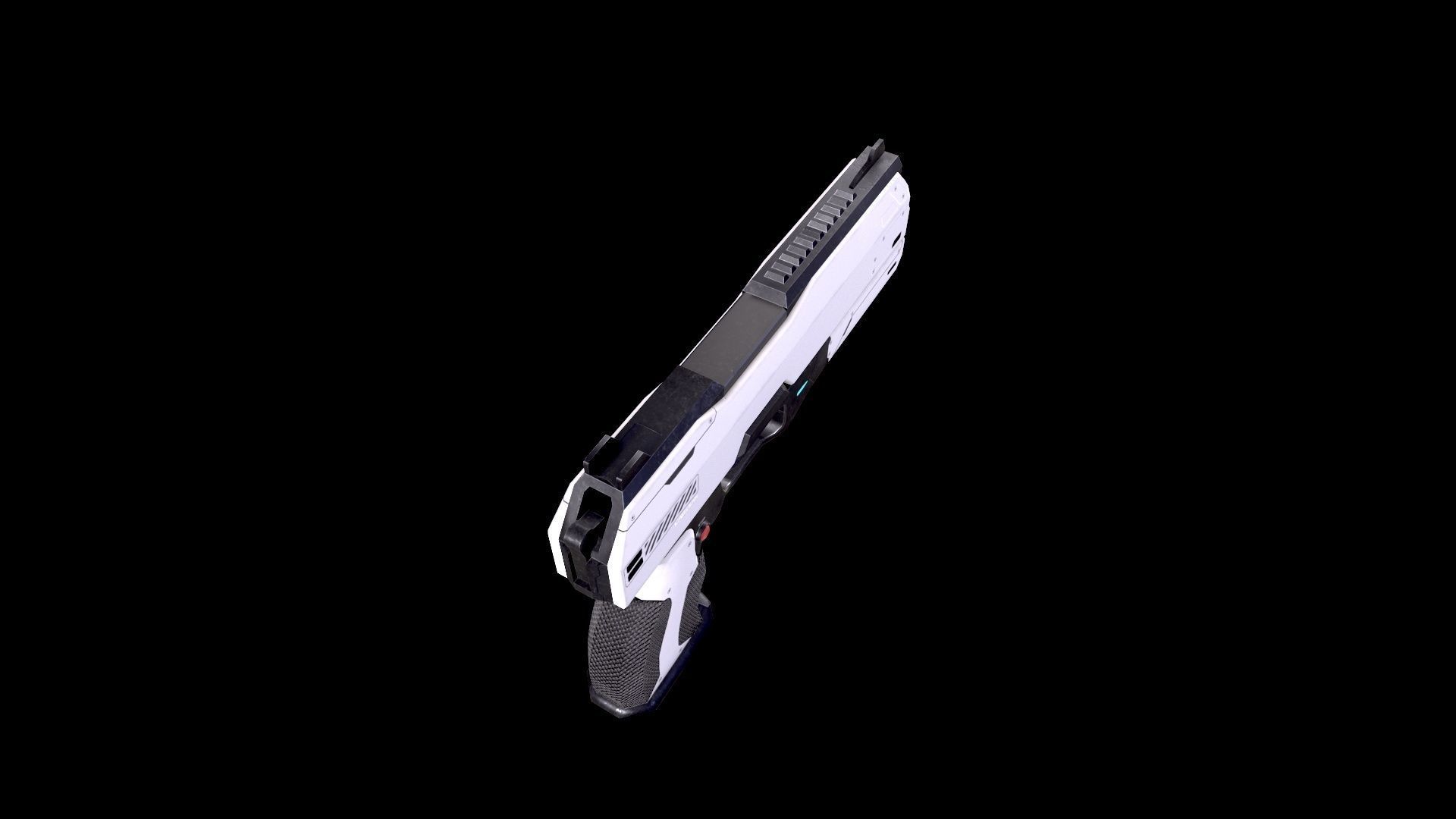 Low Poly Cyberpunk Sci-Fi Futuristic Pistol Low-poly 3D model_10