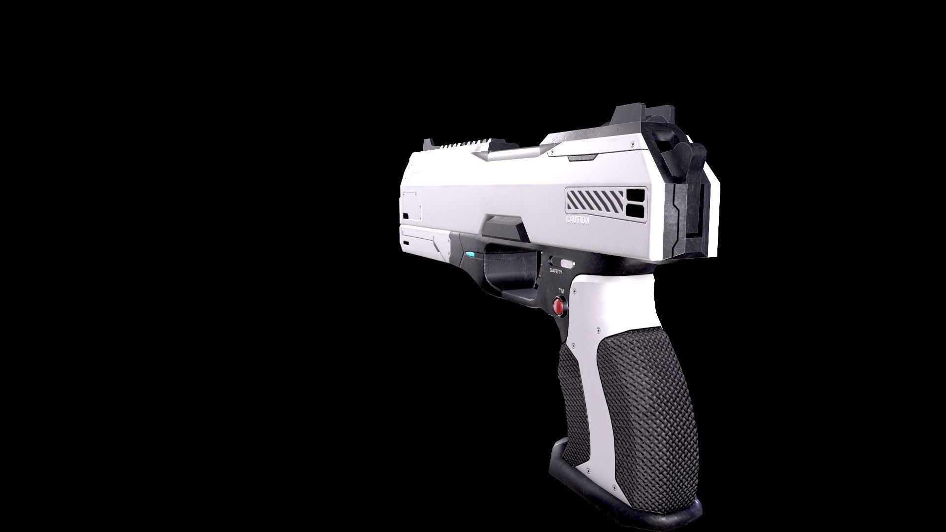 Low Poly Cyberpunk Sci-Fi Futuristic Pistol Low-poly 3D model_7