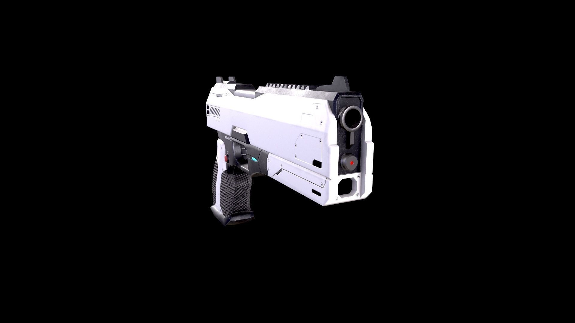 Low Poly Cyberpunk Sci-Fi Futuristic Pistol Low-poly 3D model_4