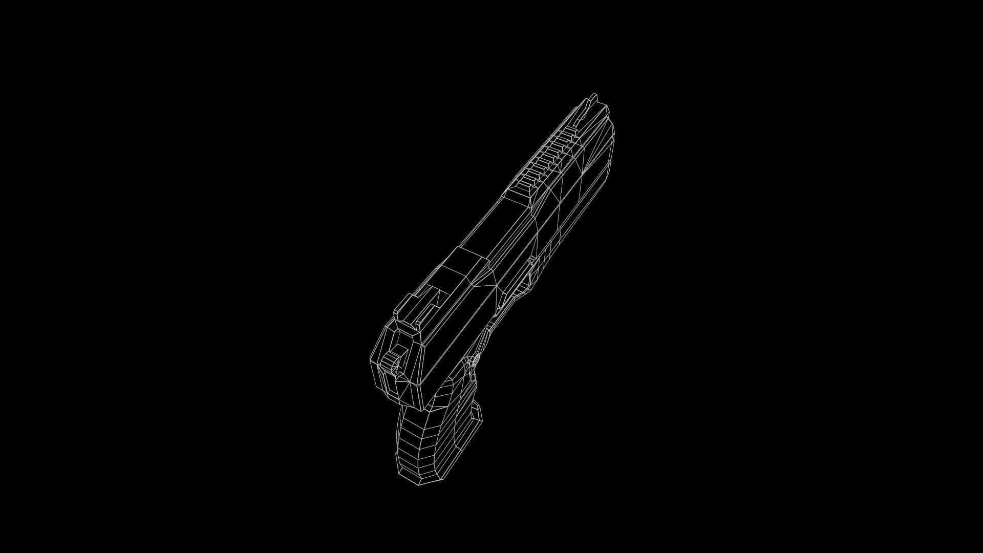 Low Poly Cyberpunk Sci-Fi Futuristic Pistol Low-poly 3D model_19