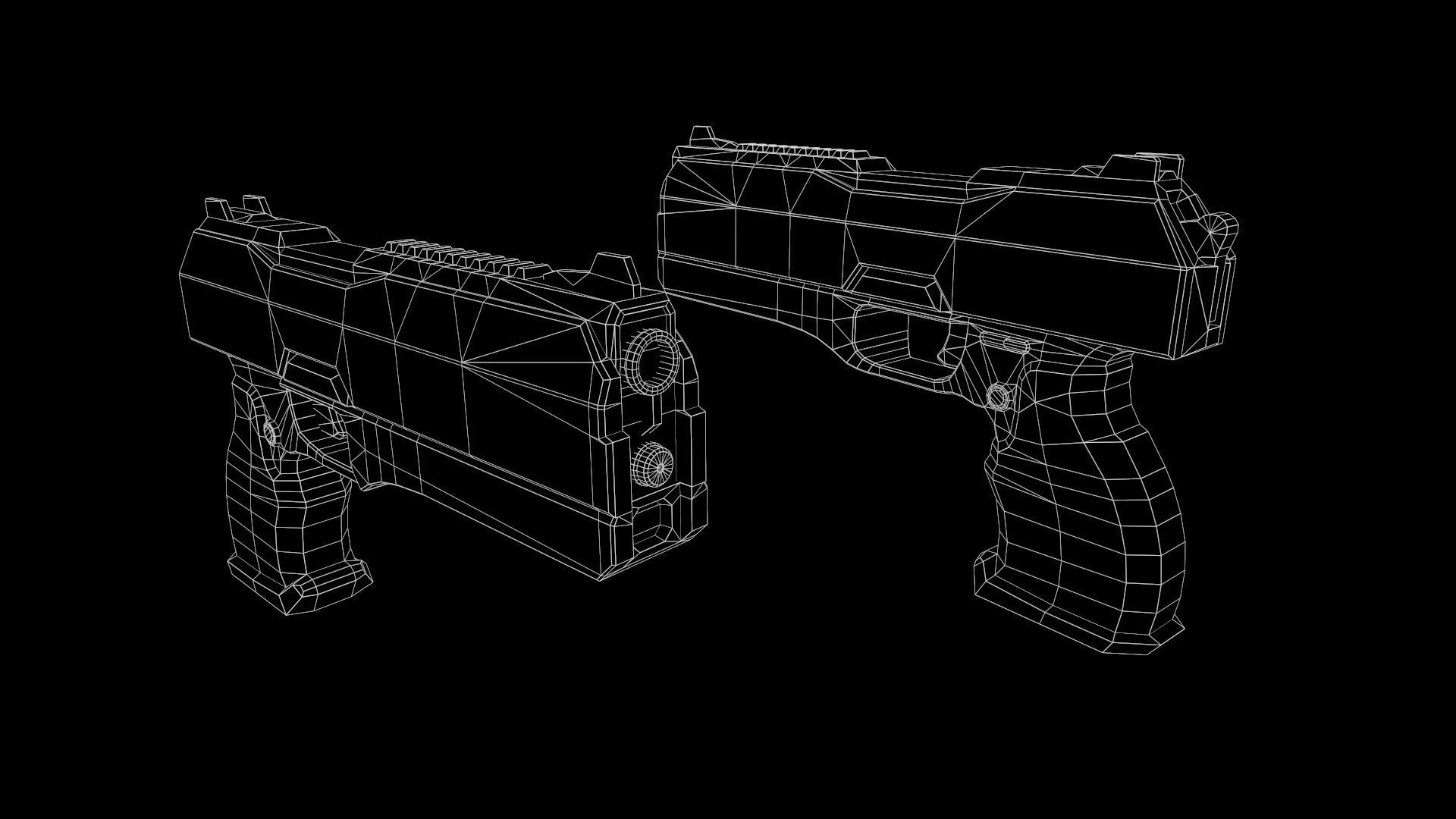 Low Poly Cyberpunk Sci-Fi Futuristic Pistol Low-poly 3D model_2