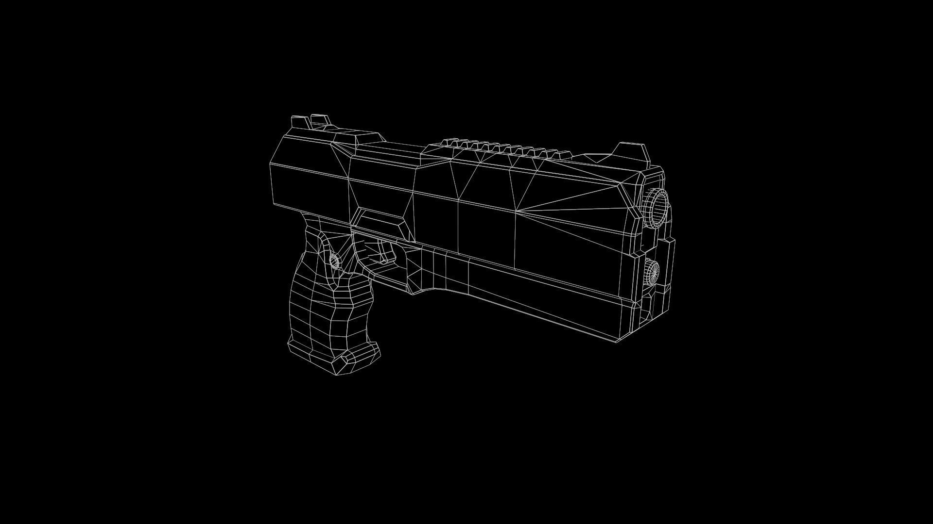 Low Poly Cyberpunk Sci-Fi Futuristic Pistol Low-poly 3D model_11