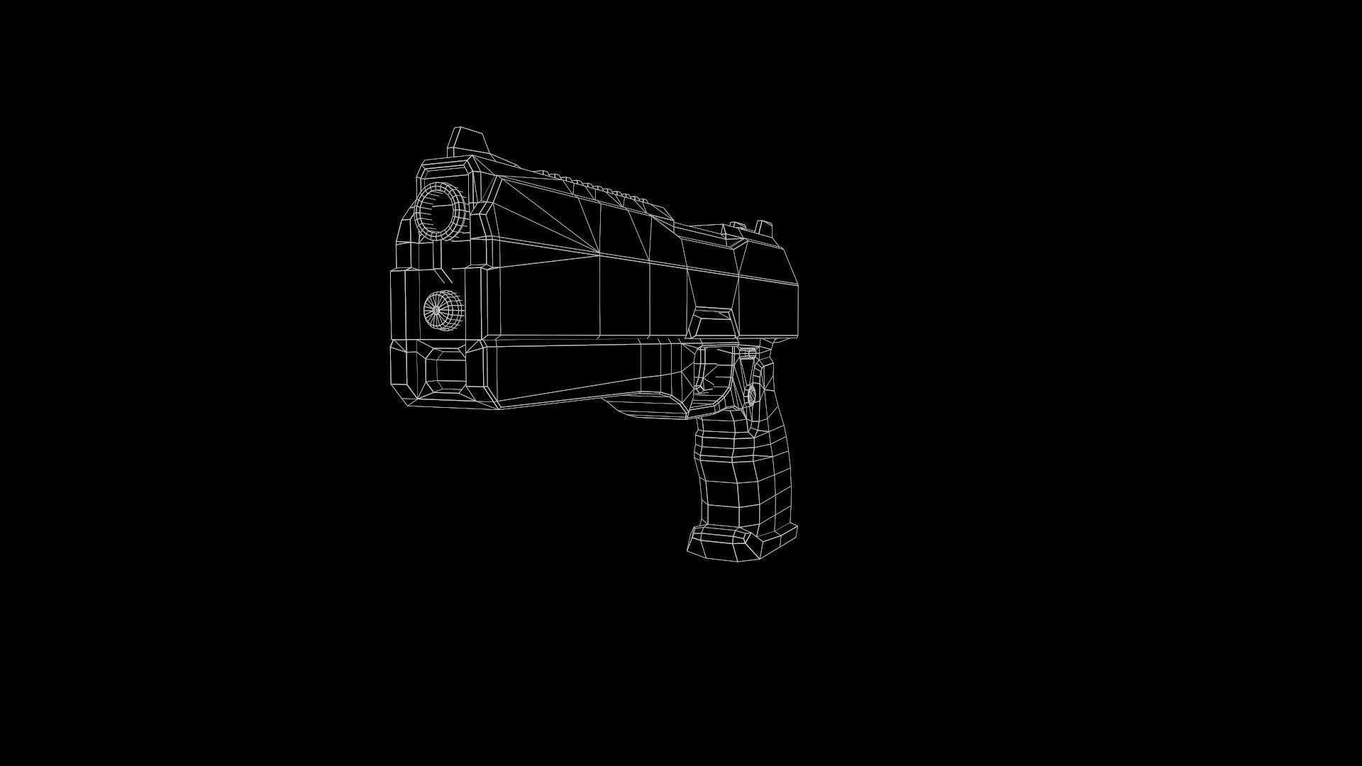 Low Poly Cyberpunk Sci-Fi Futuristic Pistol Low-poly 3D model_13