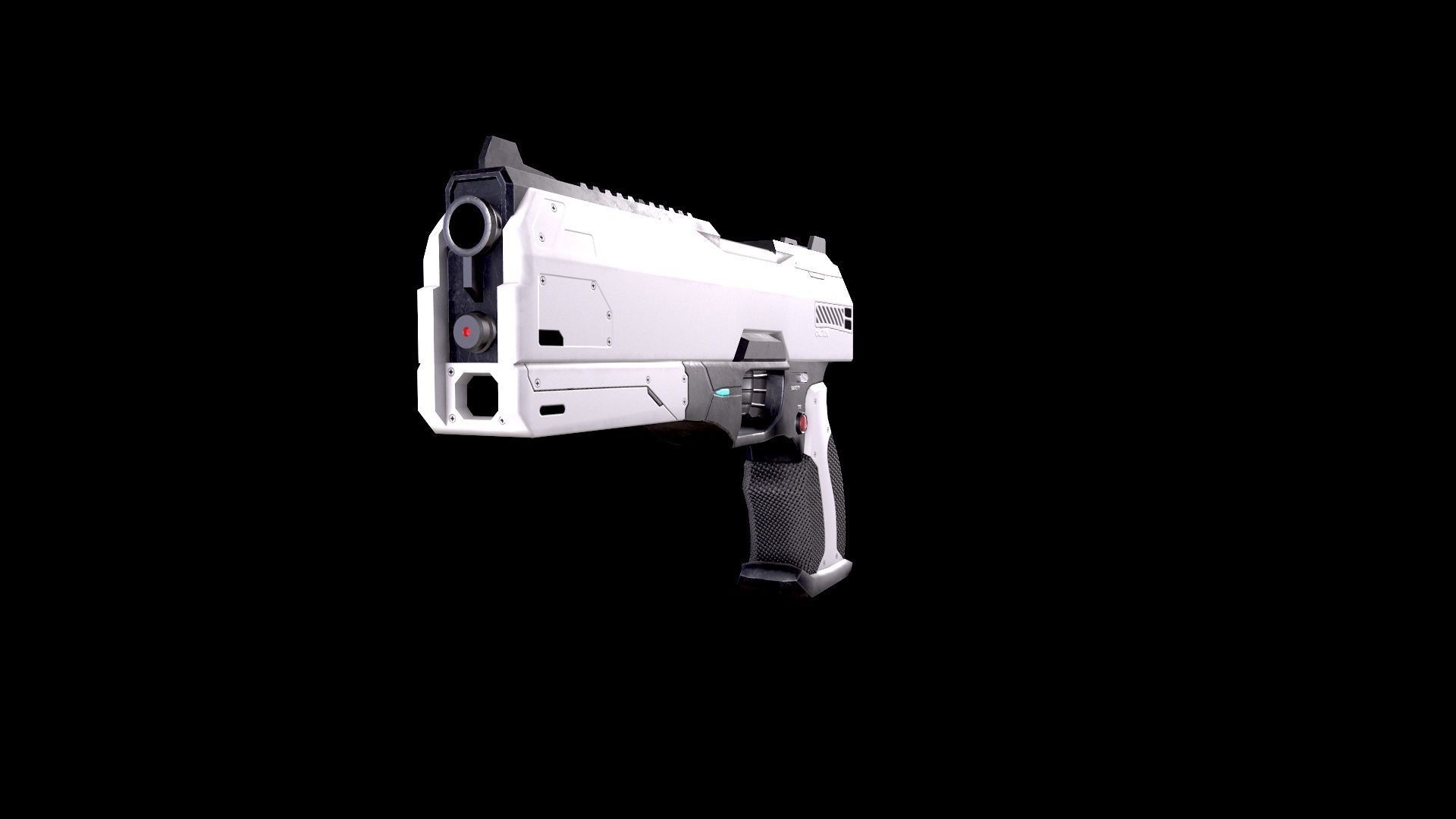 Low Poly Cyberpunk Sci-Fi Futuristic Pistol Low-poly 3D model_5