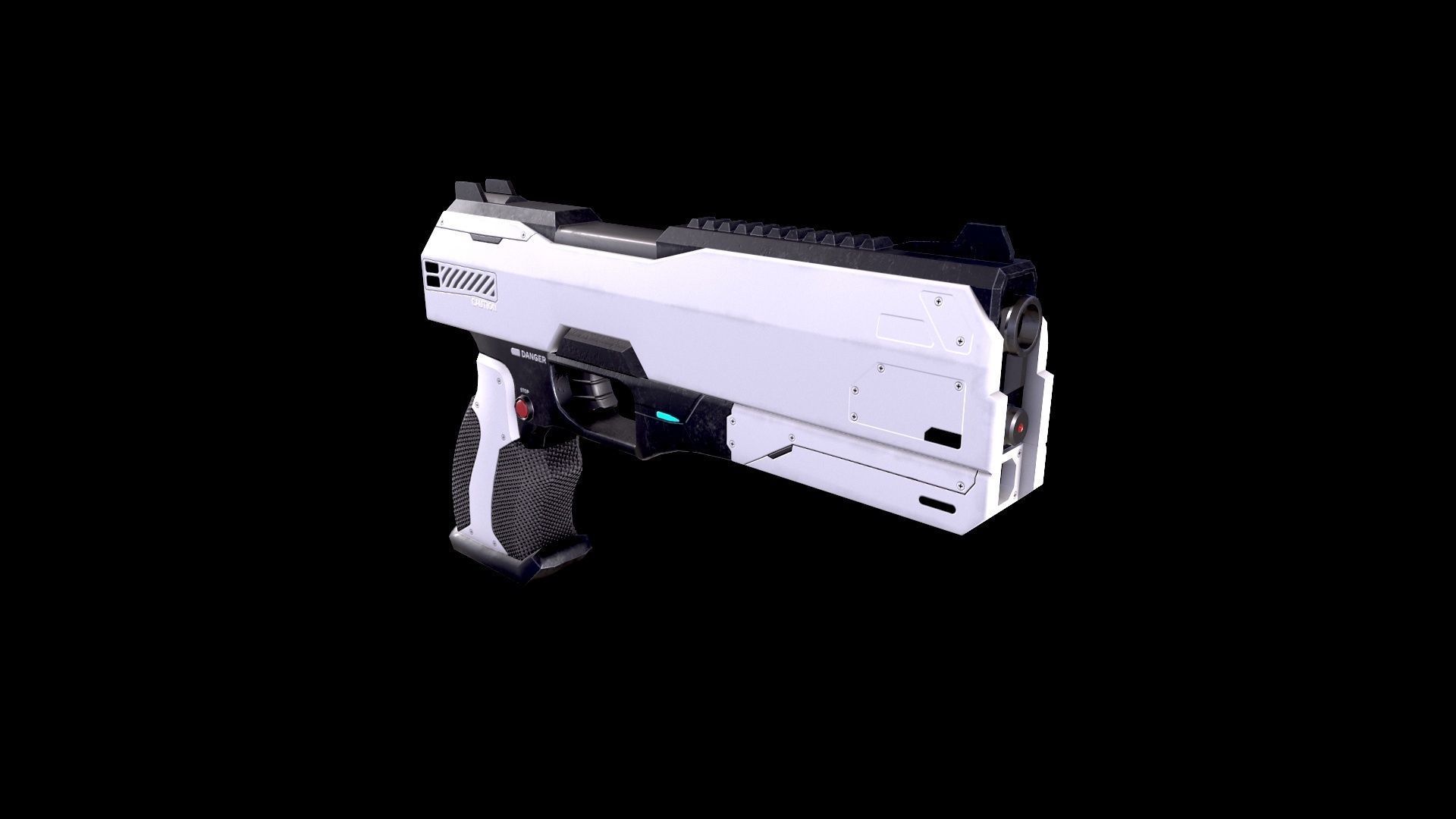 Low Poly Cyberpunk Sci-Fi Futuristic Pistol Low-poly 3D model_3