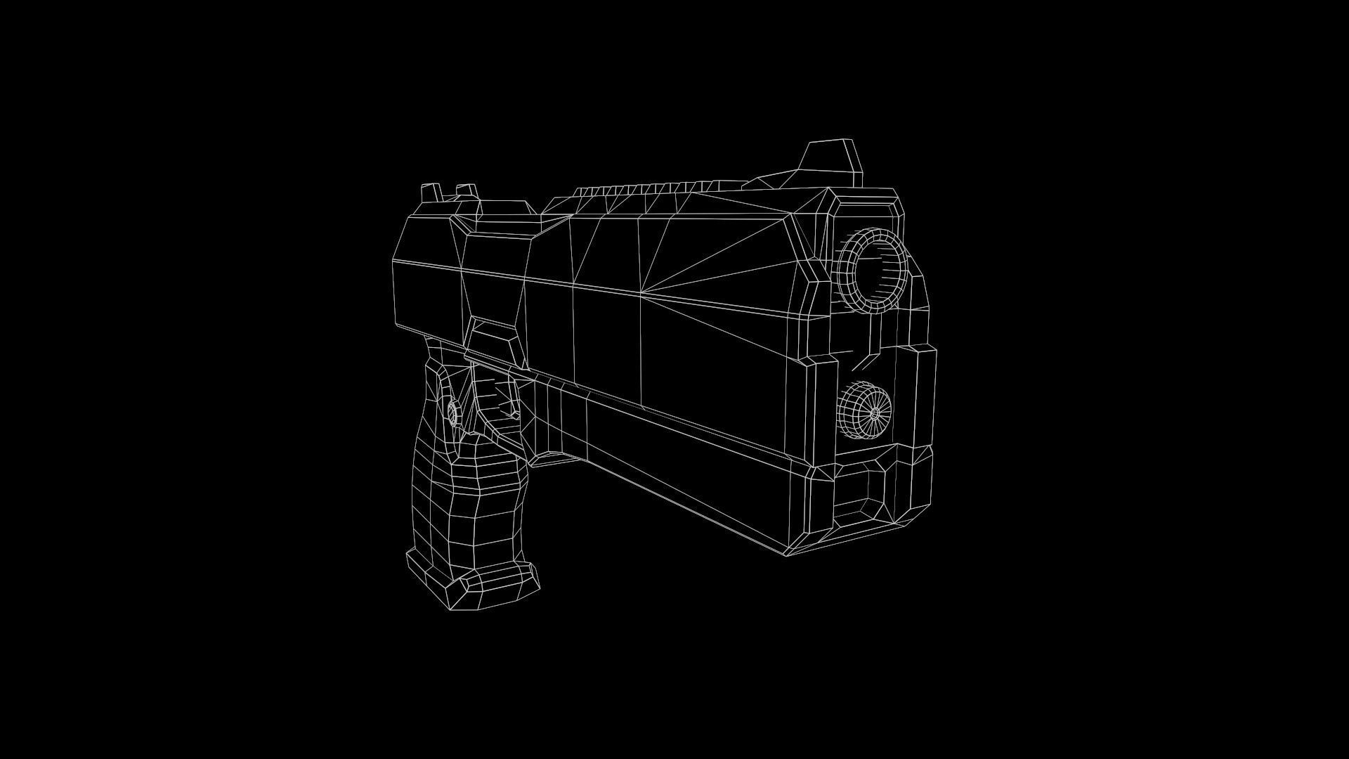 Low Poly Cyberpunk Sci-Fi Futuristic Pistol Low-poly 3D model_16