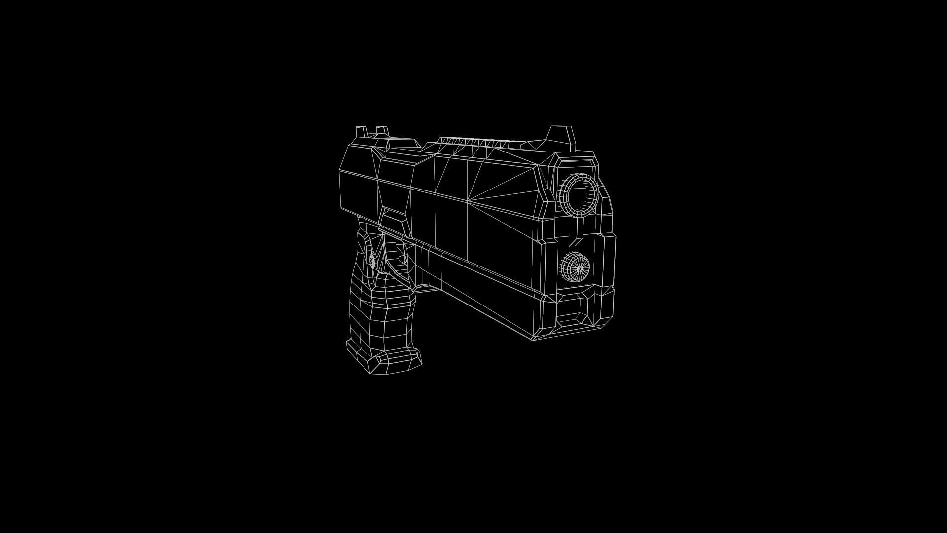Low Poly Cyberpunk Sci-Fi Futuristic Pistol Low-poly 3D model_12