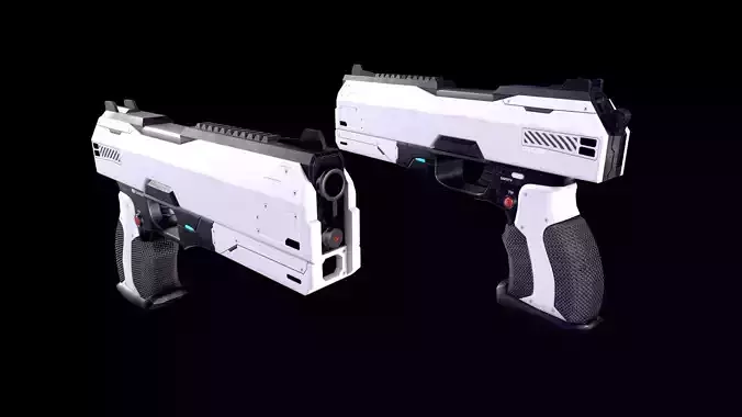 Low Poly Cyberpunk Sci-Fi Futuristic Pistol Low-poly 3D model