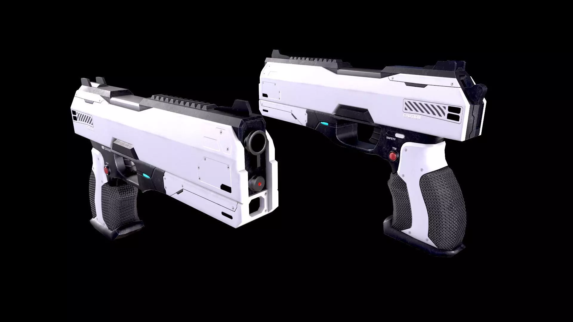 Low Poly Cyberpunk Sci-Fi Futuristic Pistol Low-poly 3D model_0