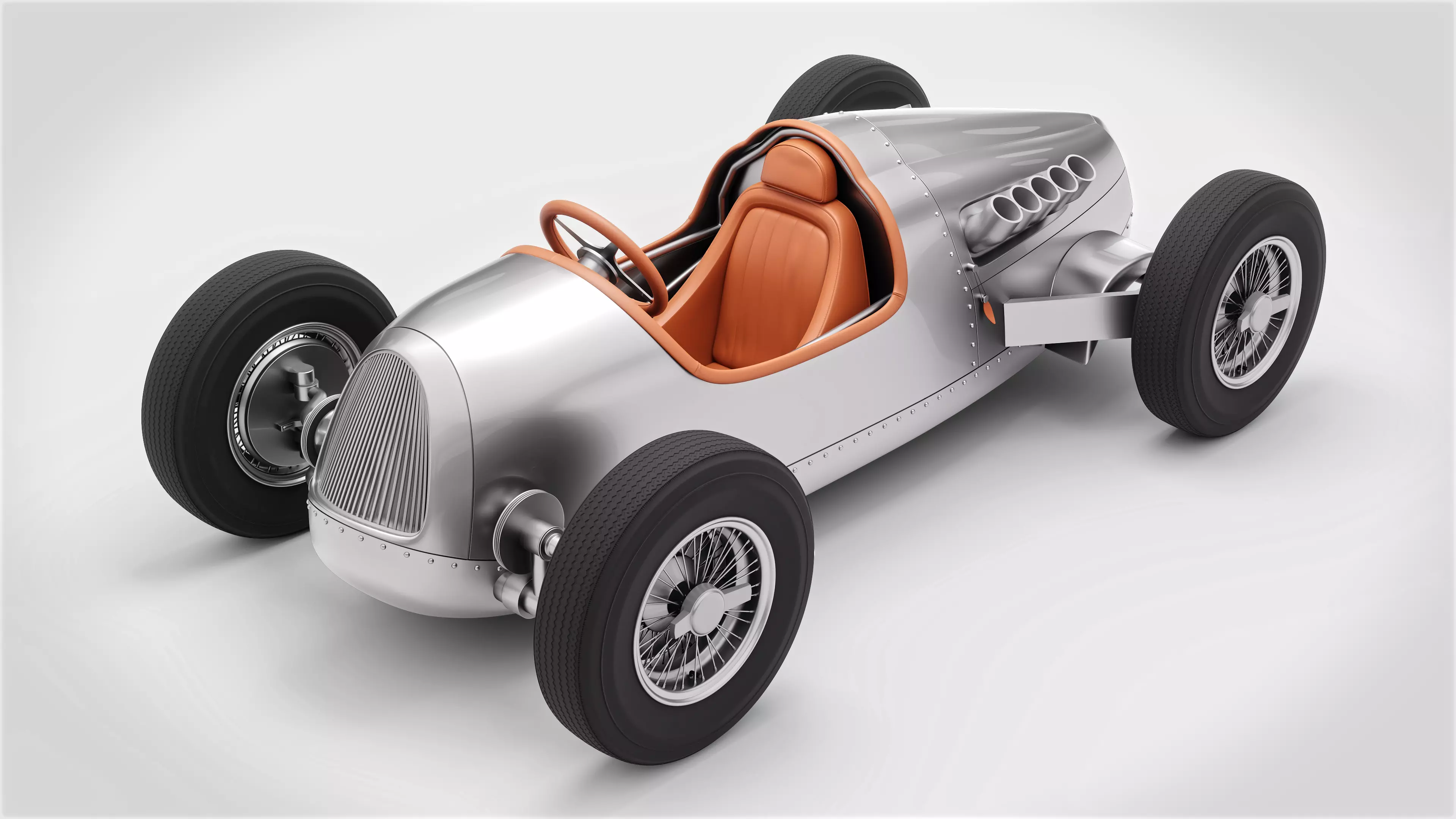 Silver Racing Push Car - Kids 3D model