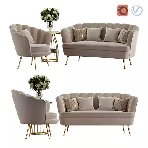 SHELL SOFA AND ARMCHAIR