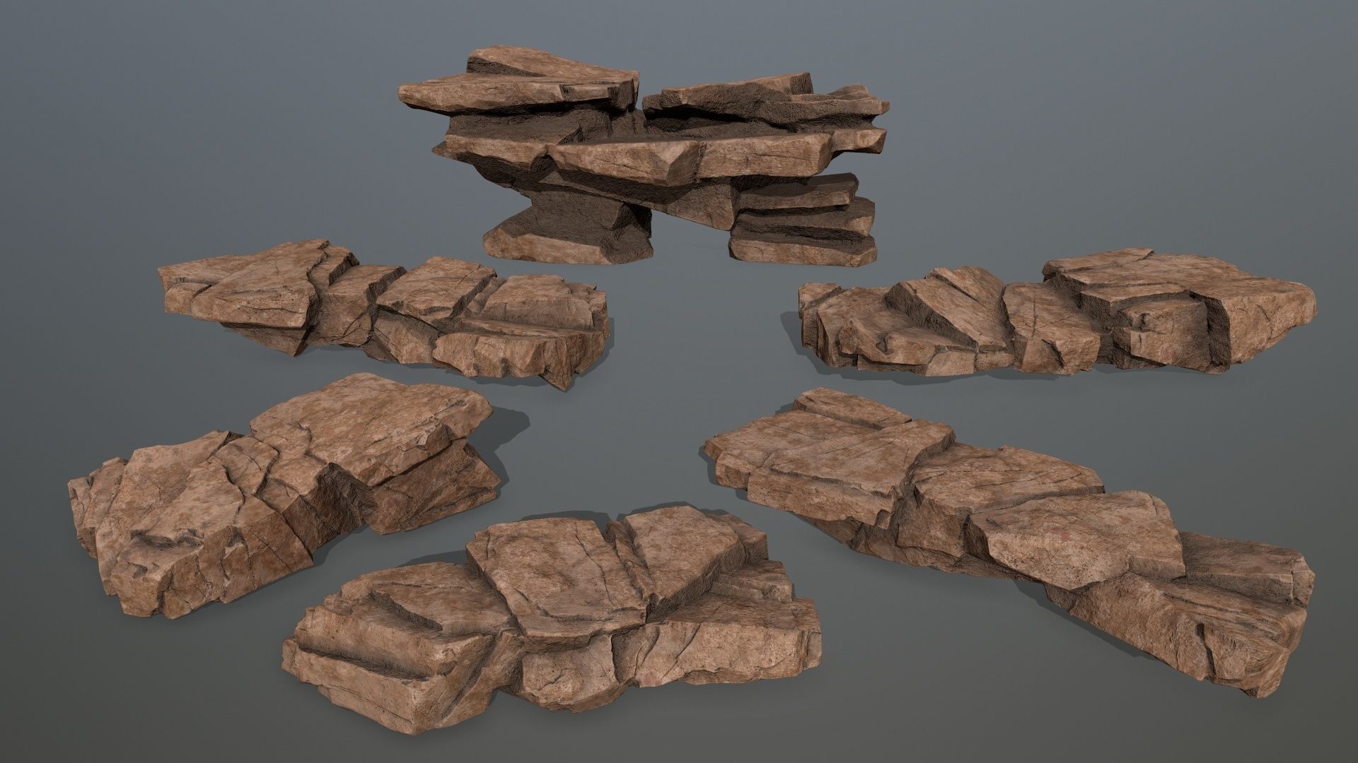 desert rocks Low-poly 3D model_1