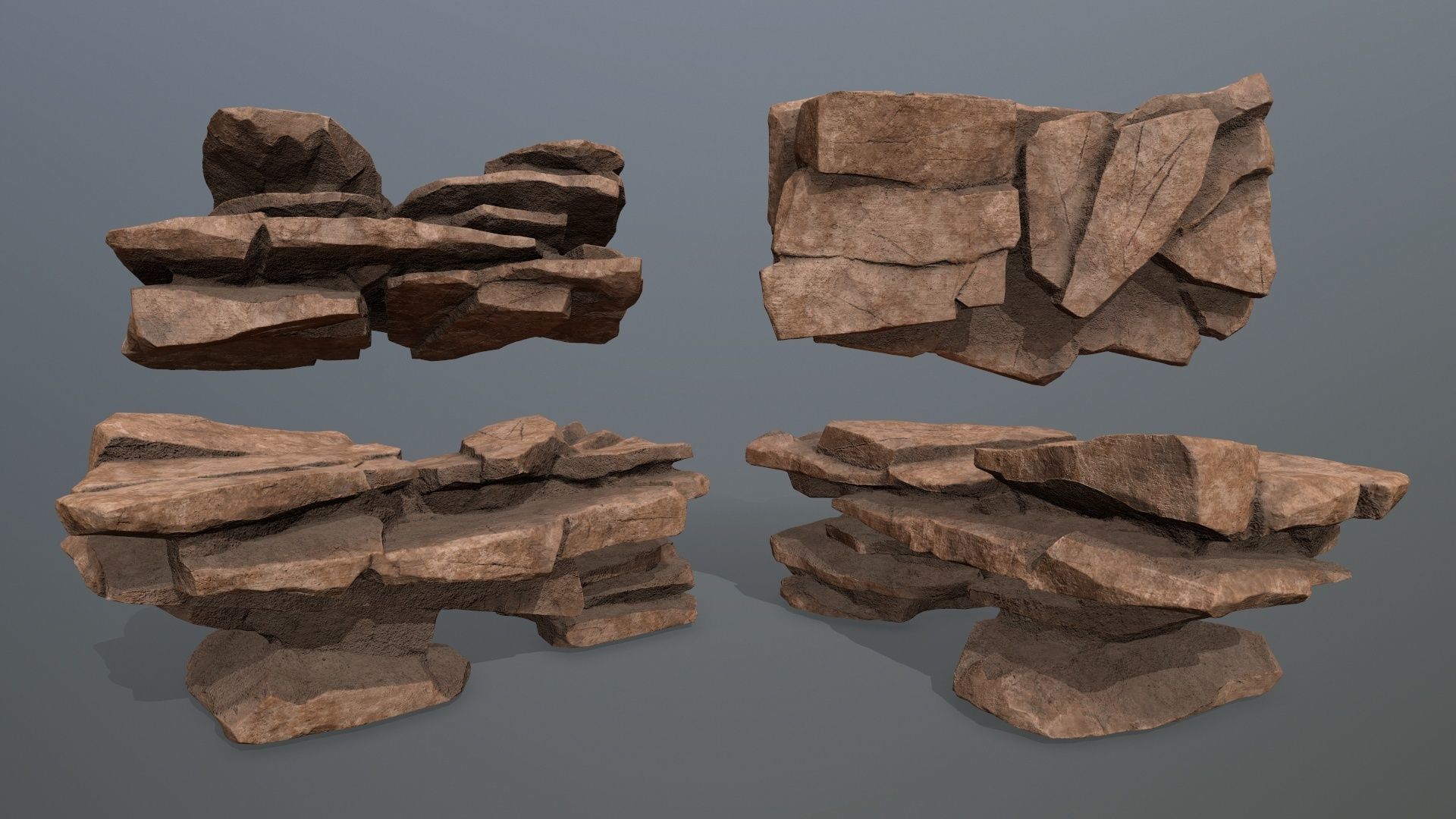 desert rocks Low-poly 3D model_7
