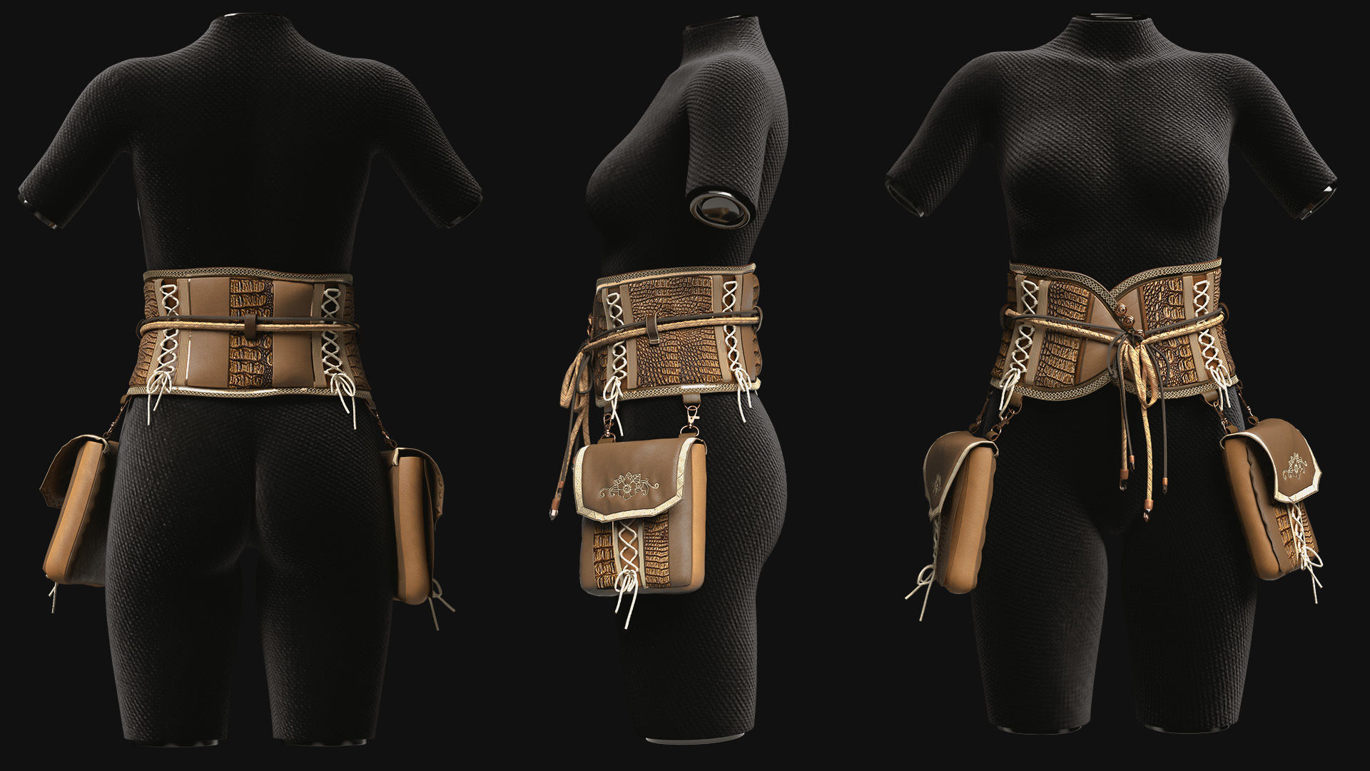 leather belt bag marelous clo3d video tutorial 3D model_4