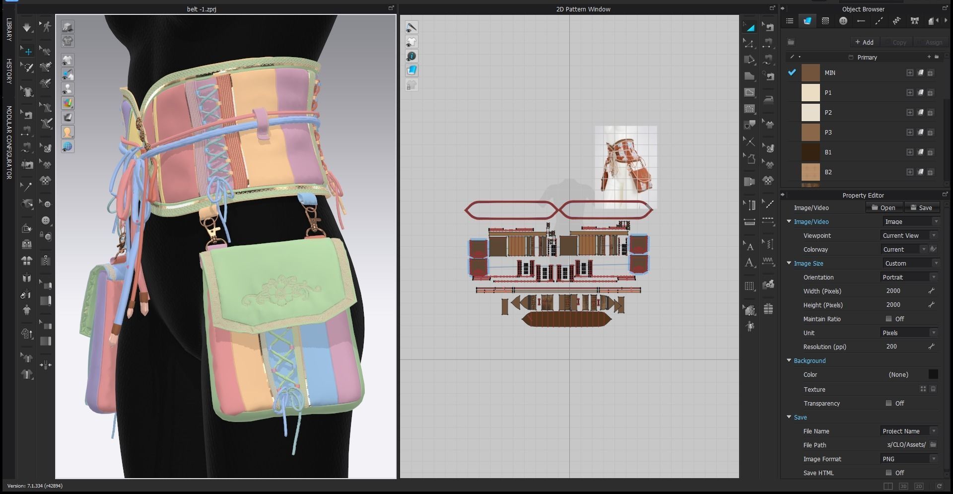 leather belt bag marelous clo3d video tutorial 3D model_3