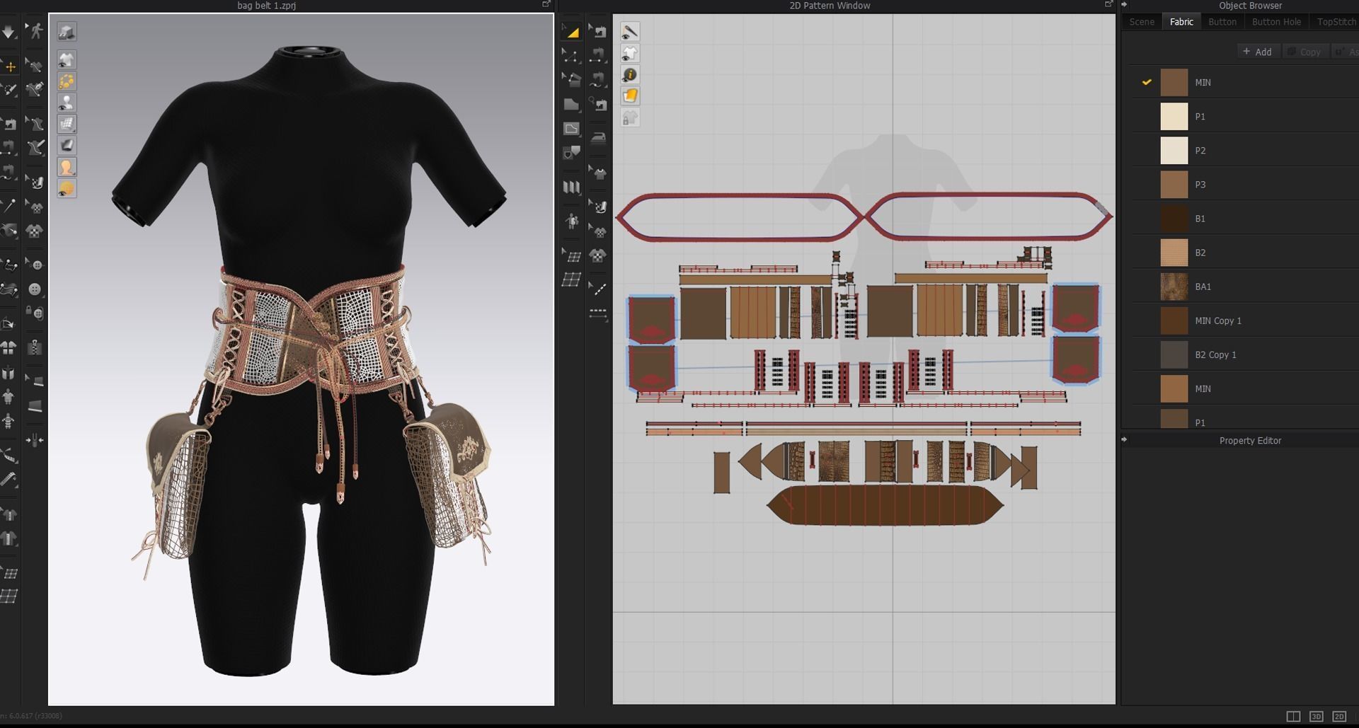 leather belt bag marelous clo3d video tutorial 3D model_5