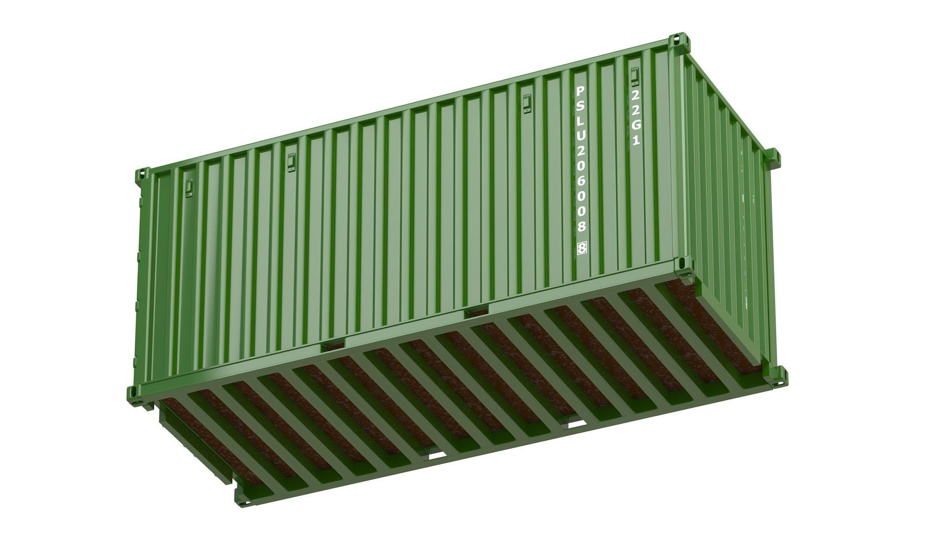 20 ft Container green 3D model_9