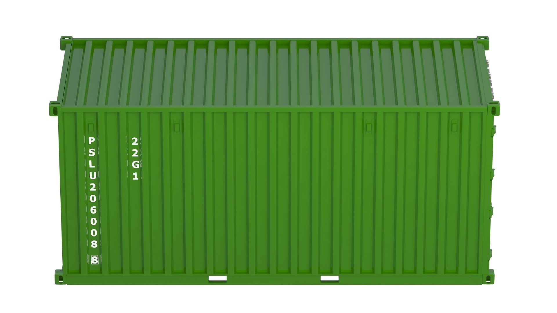 20 ft Container green 3D model_6