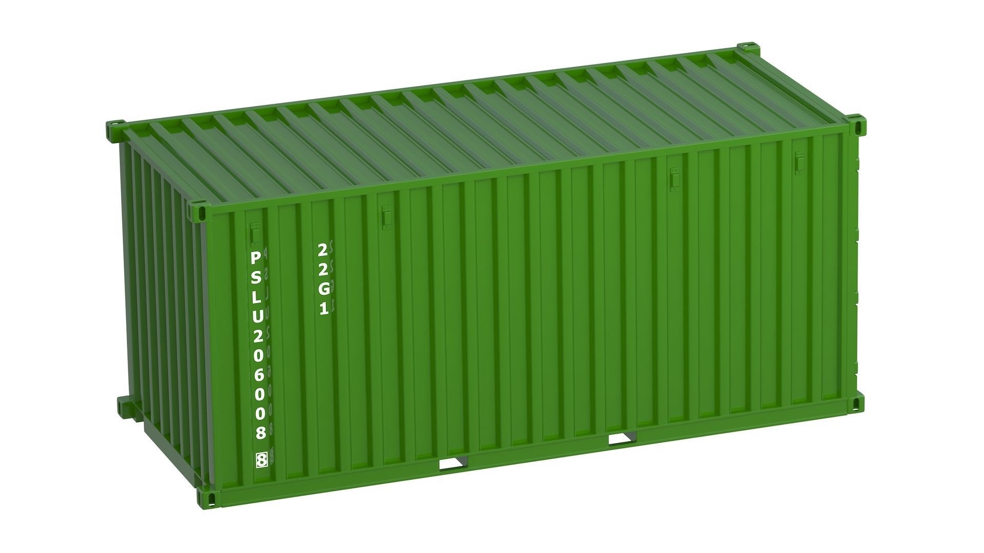 20 ft Container green 3D model_7