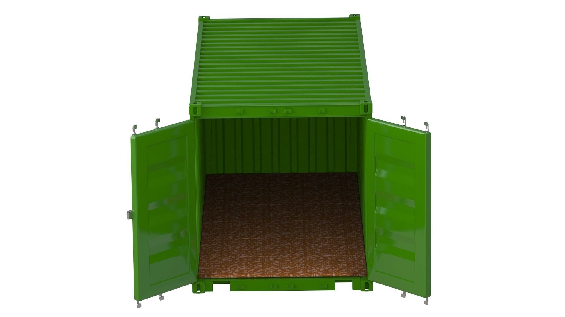 20 ft Container green 3D model_4