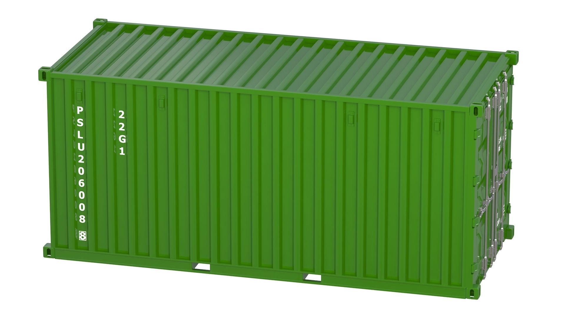 20 ft Container green 3D model_5