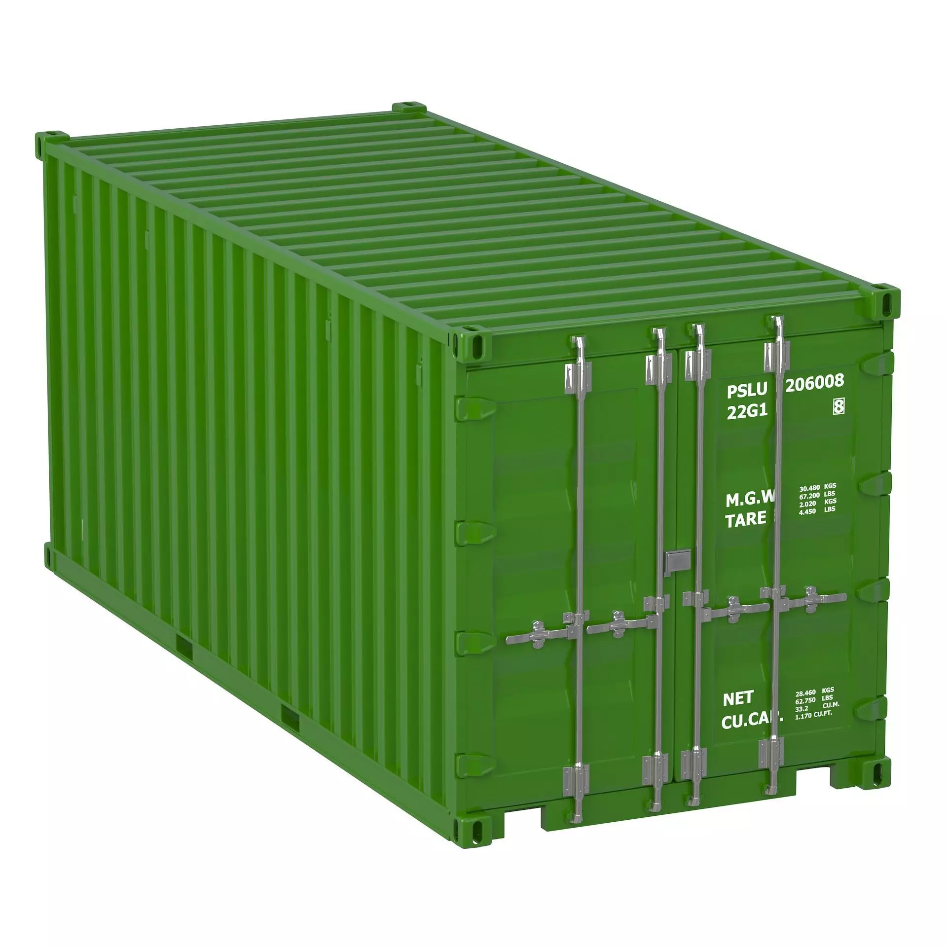 20 ft Container green 3D model_0