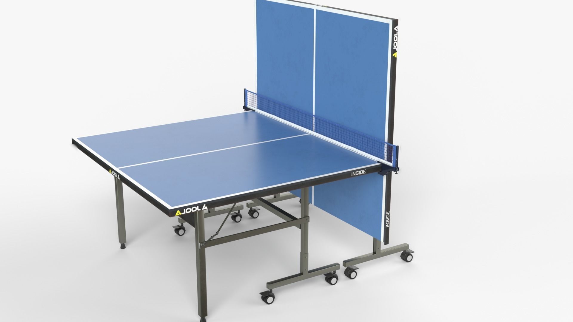 Blue Tennis Table Ping Pong   racket  and ball Low-poly 3D model_2