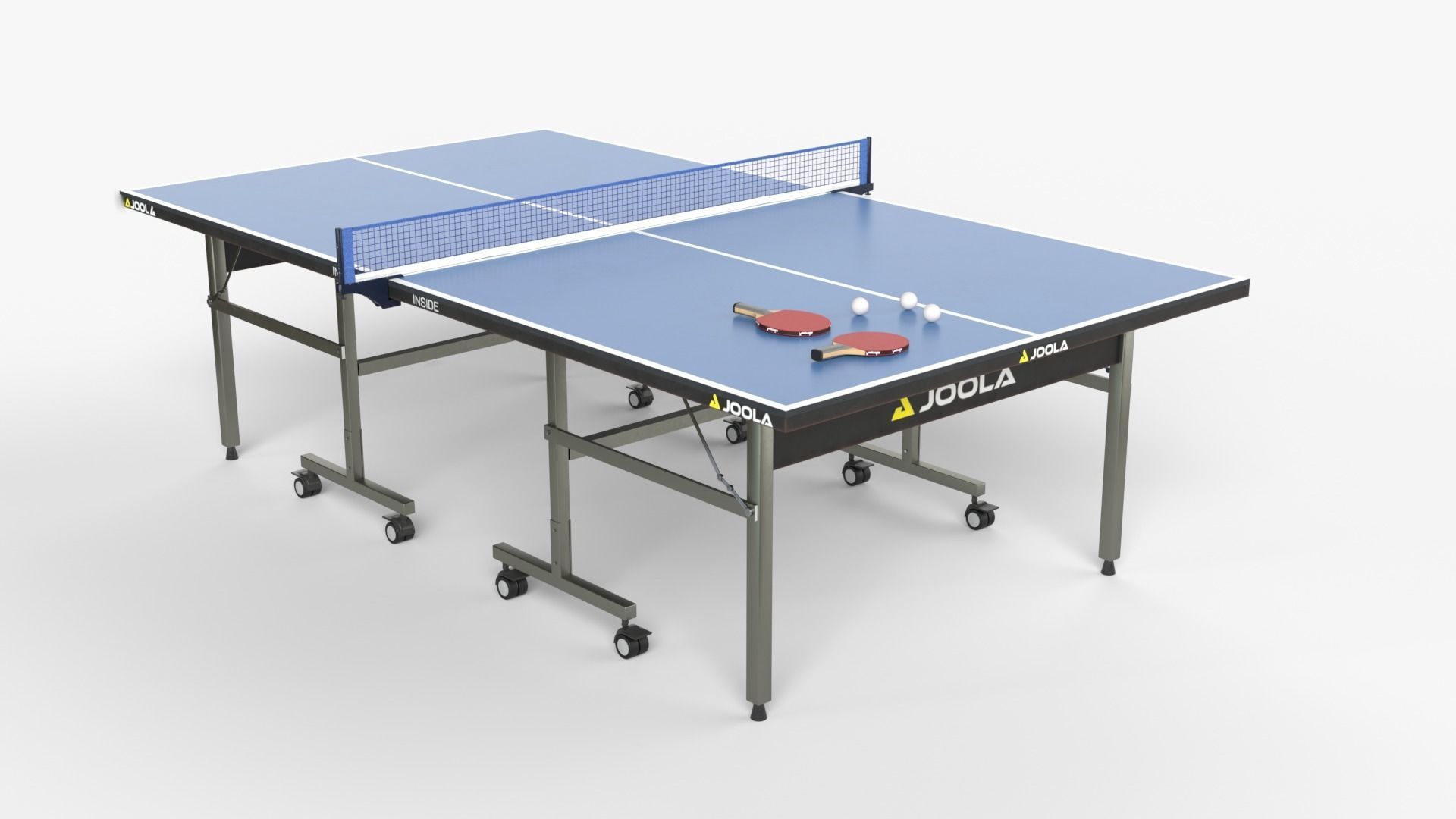 Blue Tennis Table Ping Pong   racket  and ball Low-poly 3D model_1