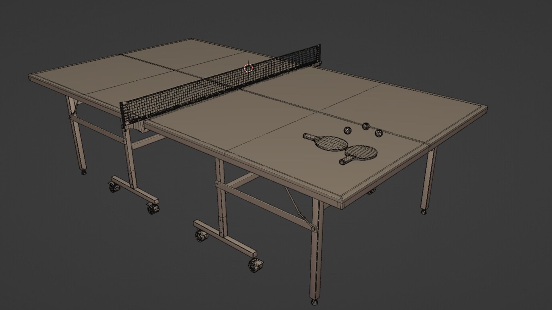 Blue Tennis Table Ping Pong   racket  and ball Low-poly 3D model_9