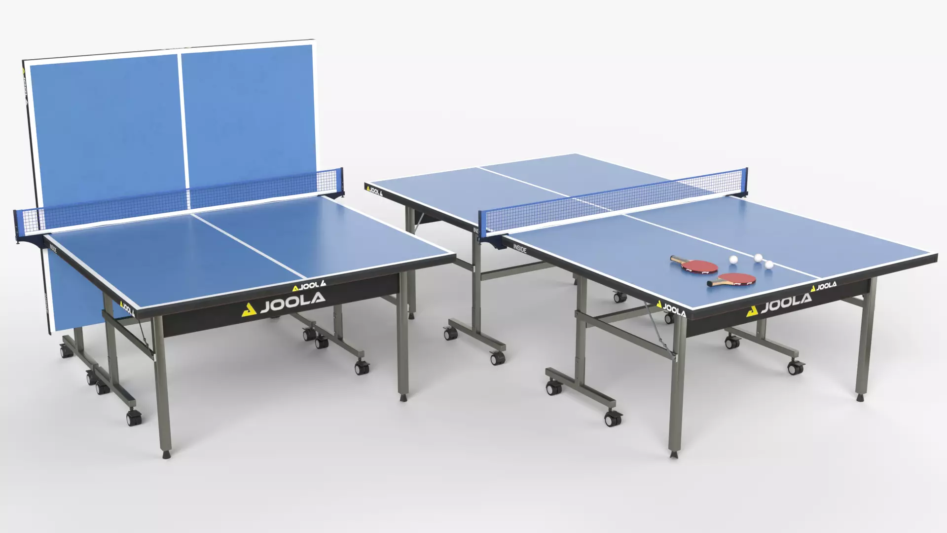 Blue Tennis Table Ping Pong   racket  and ball Low-poly 3D model_0