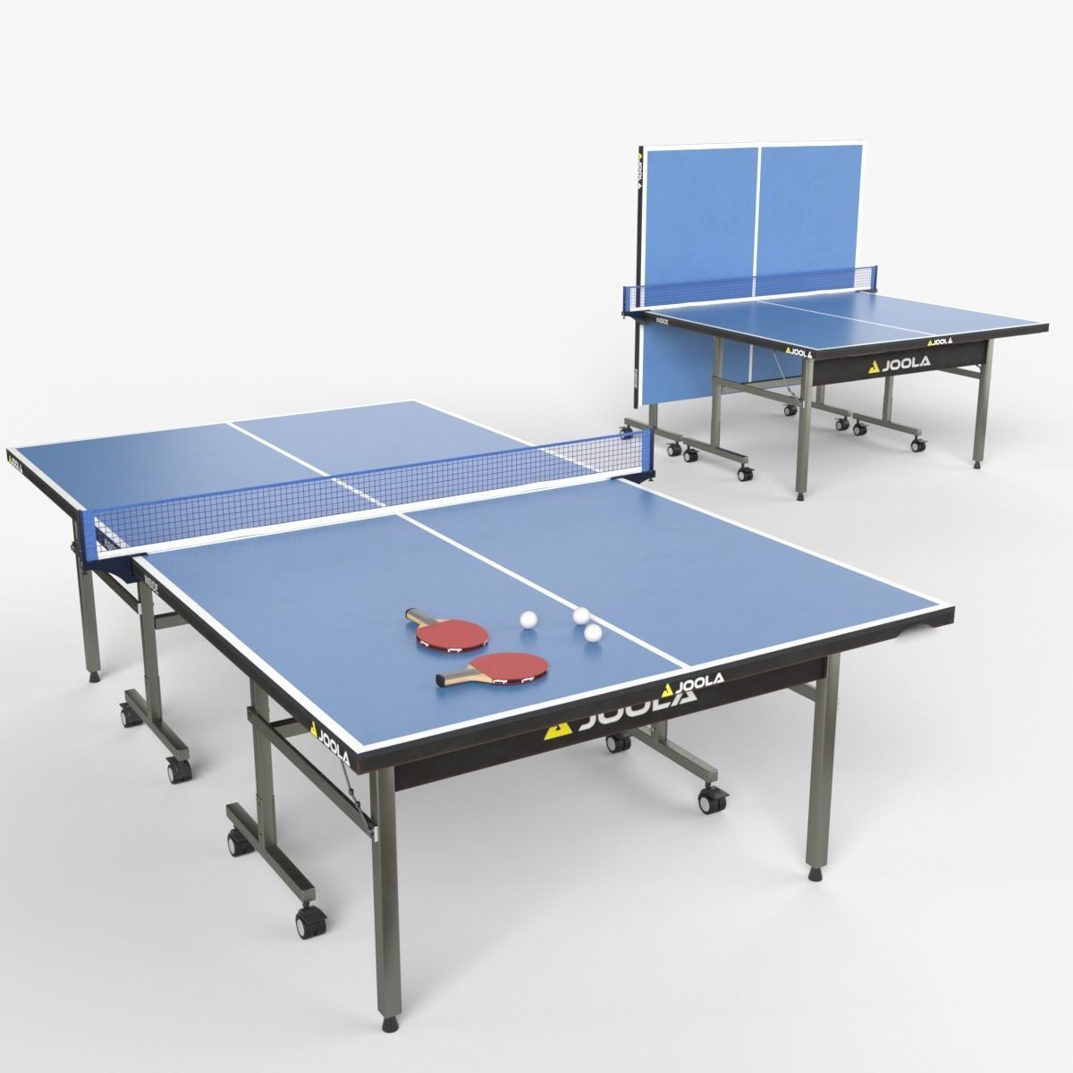 Blue Tennis Table Ping Pong   racket  and ball Low-poly 3D model_8