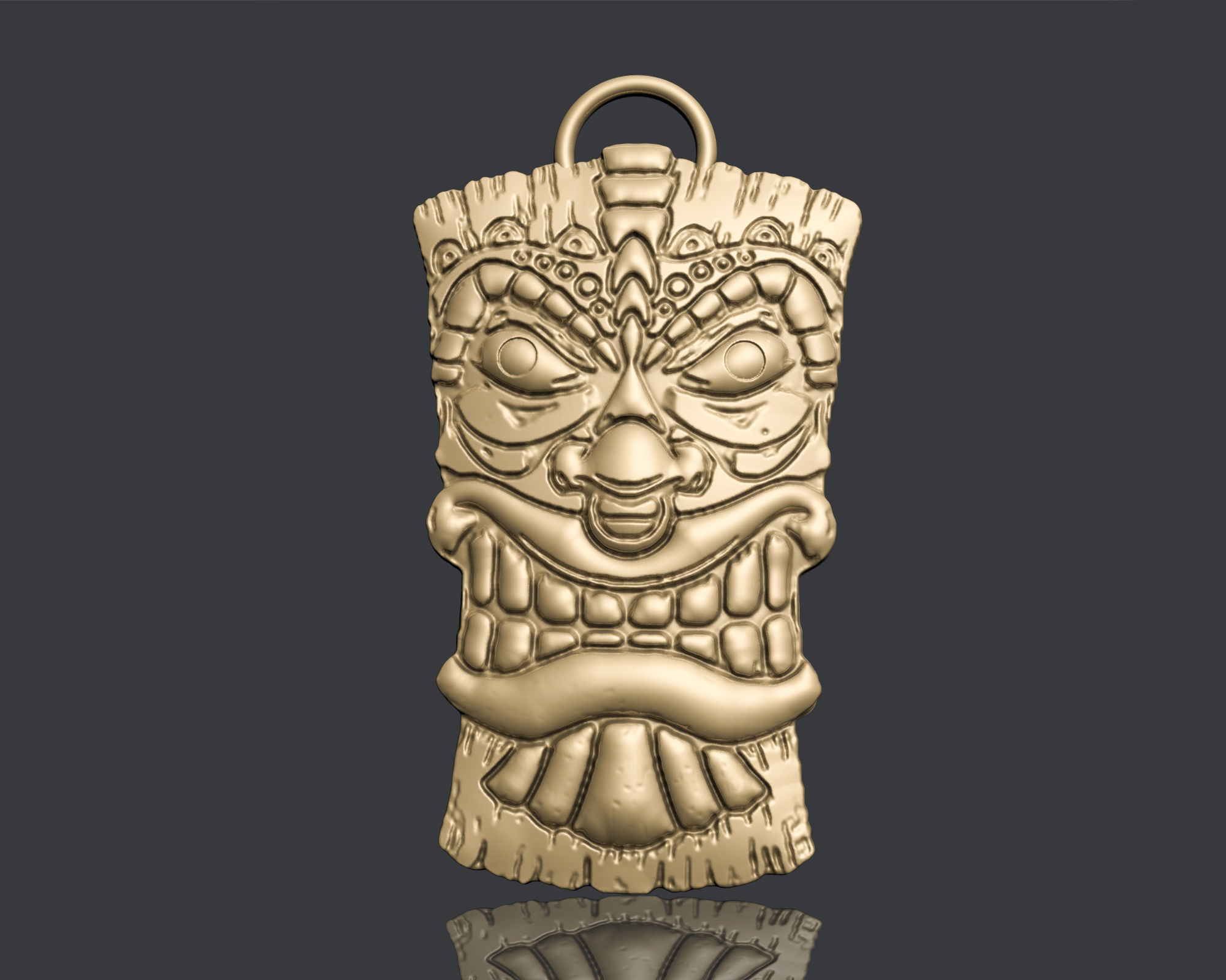 Tiki Mask Pendant 3D print model_4