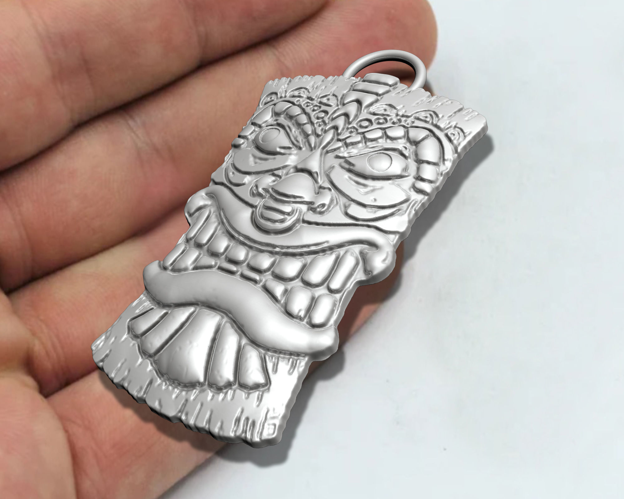 Tiki Mask Pendant 3D print model_11