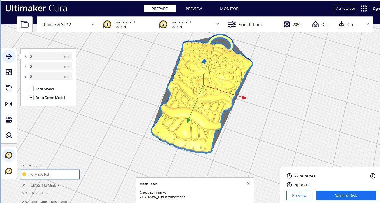 Tiki Mask Pendant 3D print model_6