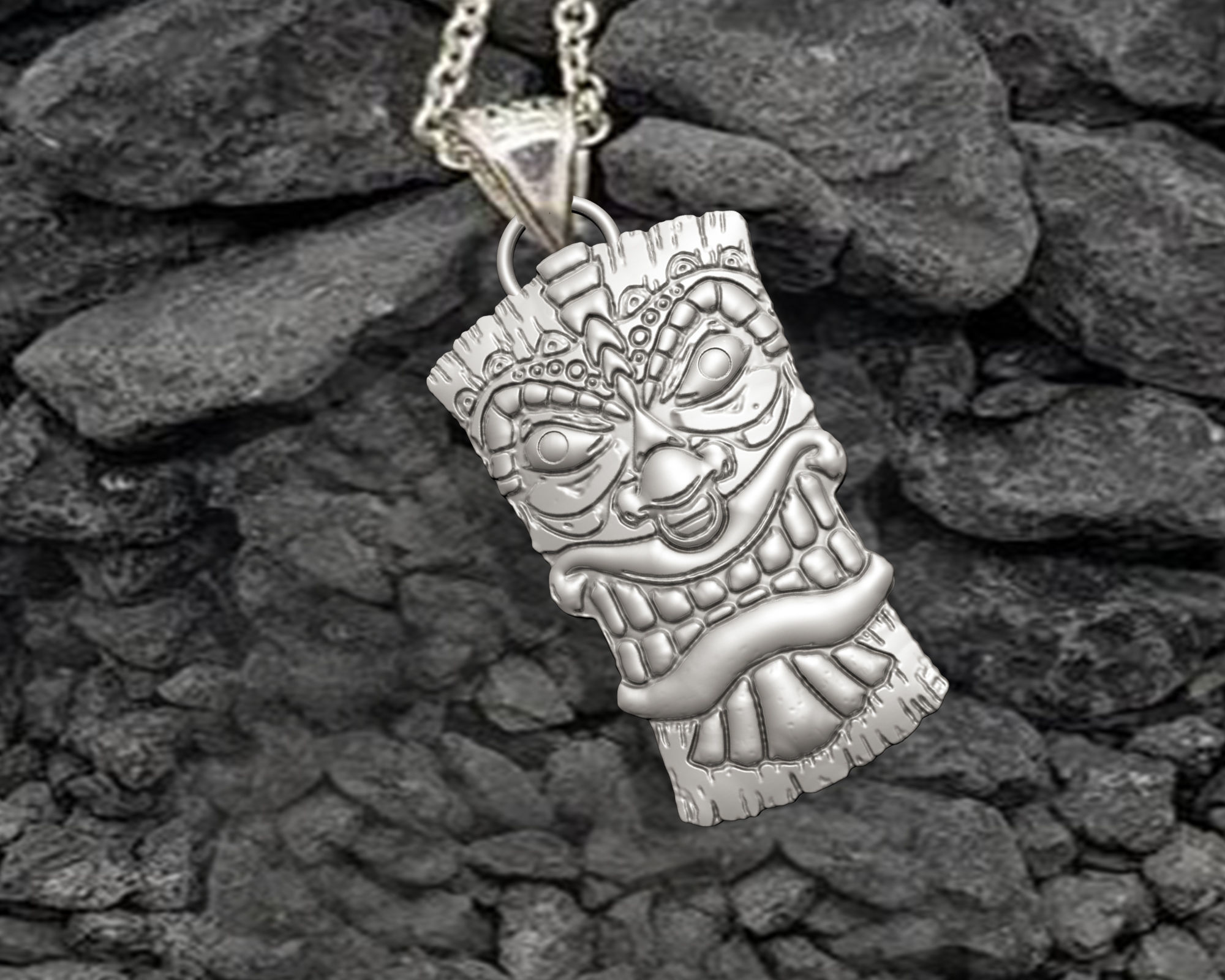 Tiki Mask Pendant 3D print model_8