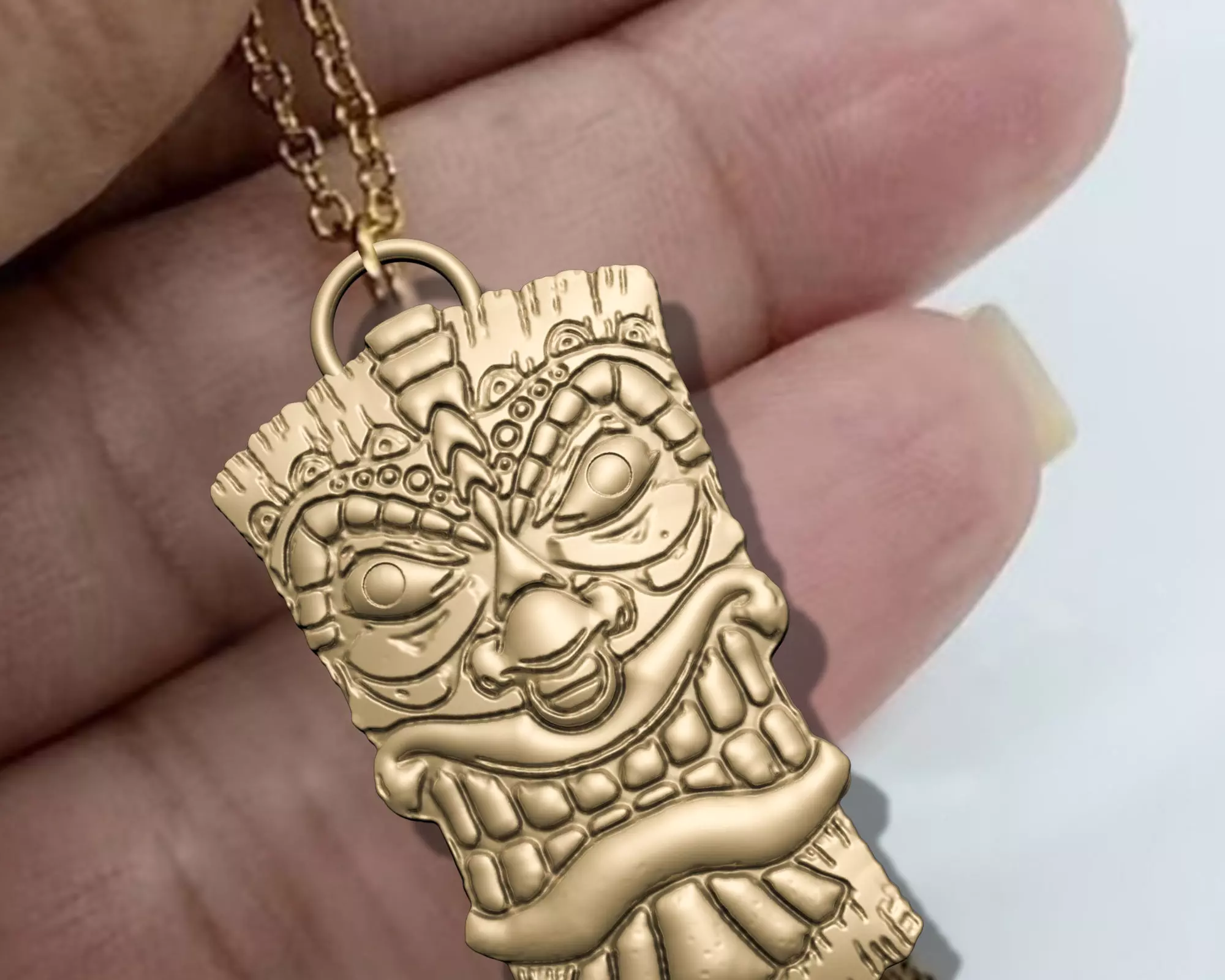 Tiki Mask Pendant 3D print model_0