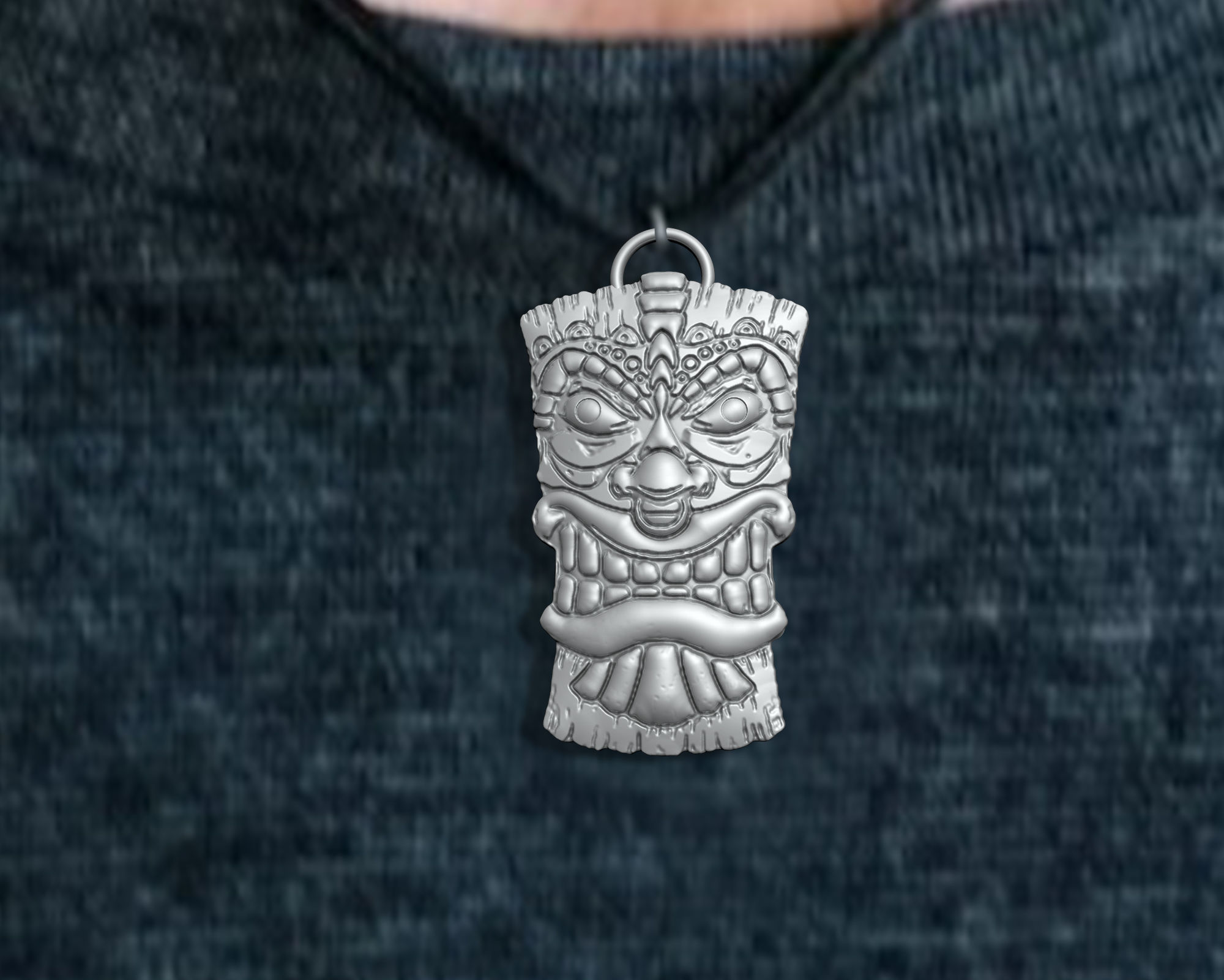 Tiki Mask Pendant 3D print model_3