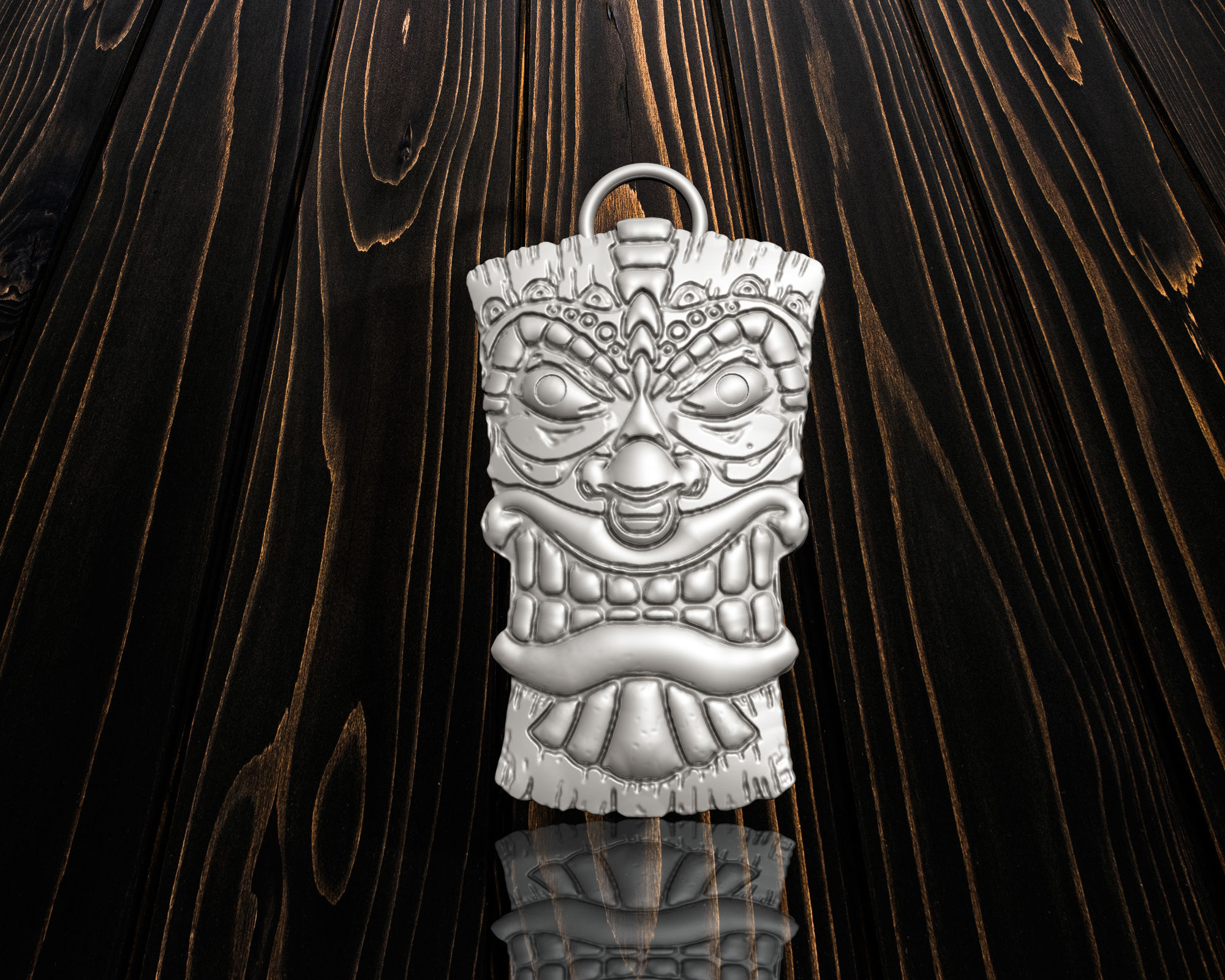Tiki Mask Pendant 3D print model_1