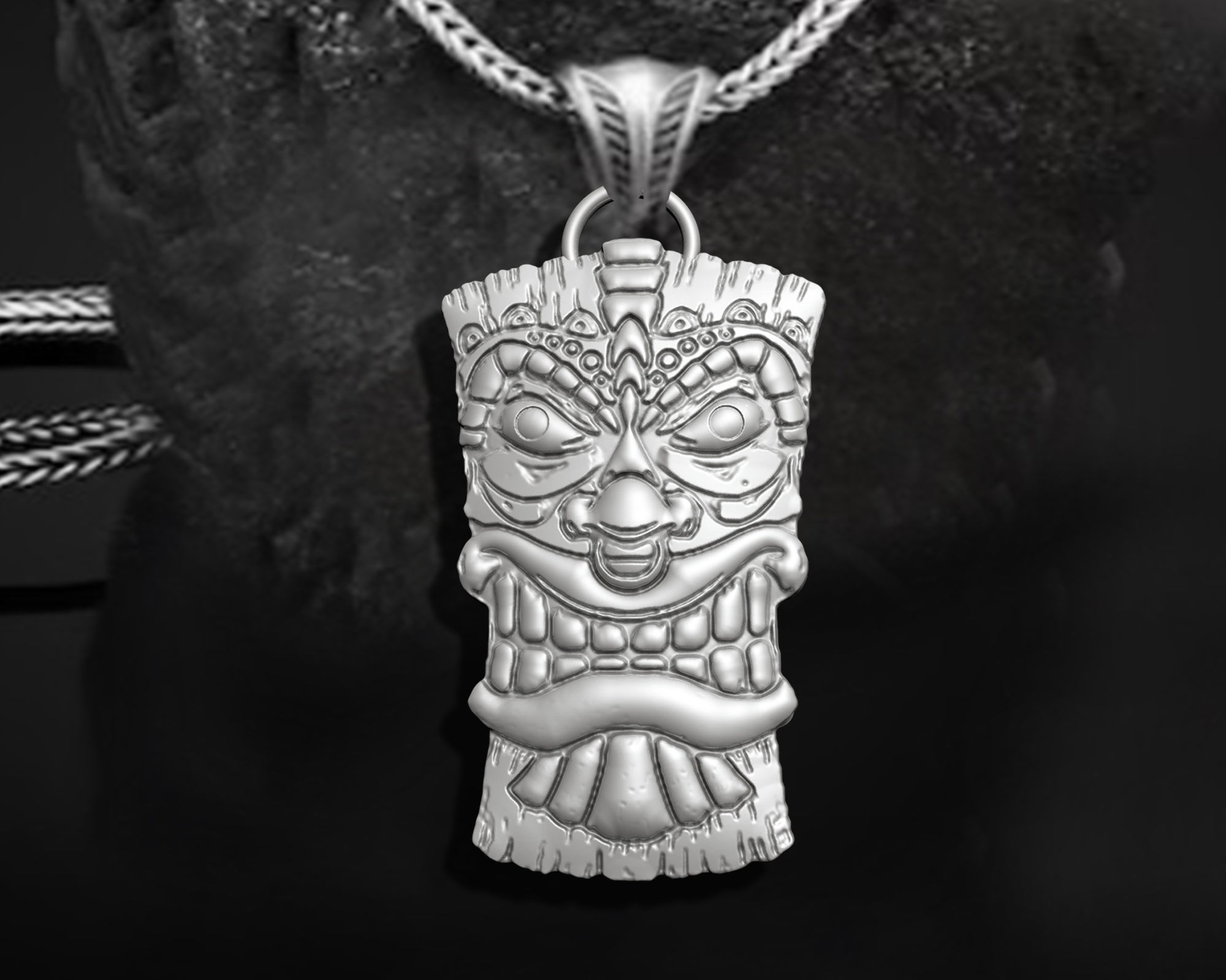 Tiki Mask Pendant 3D print model_2